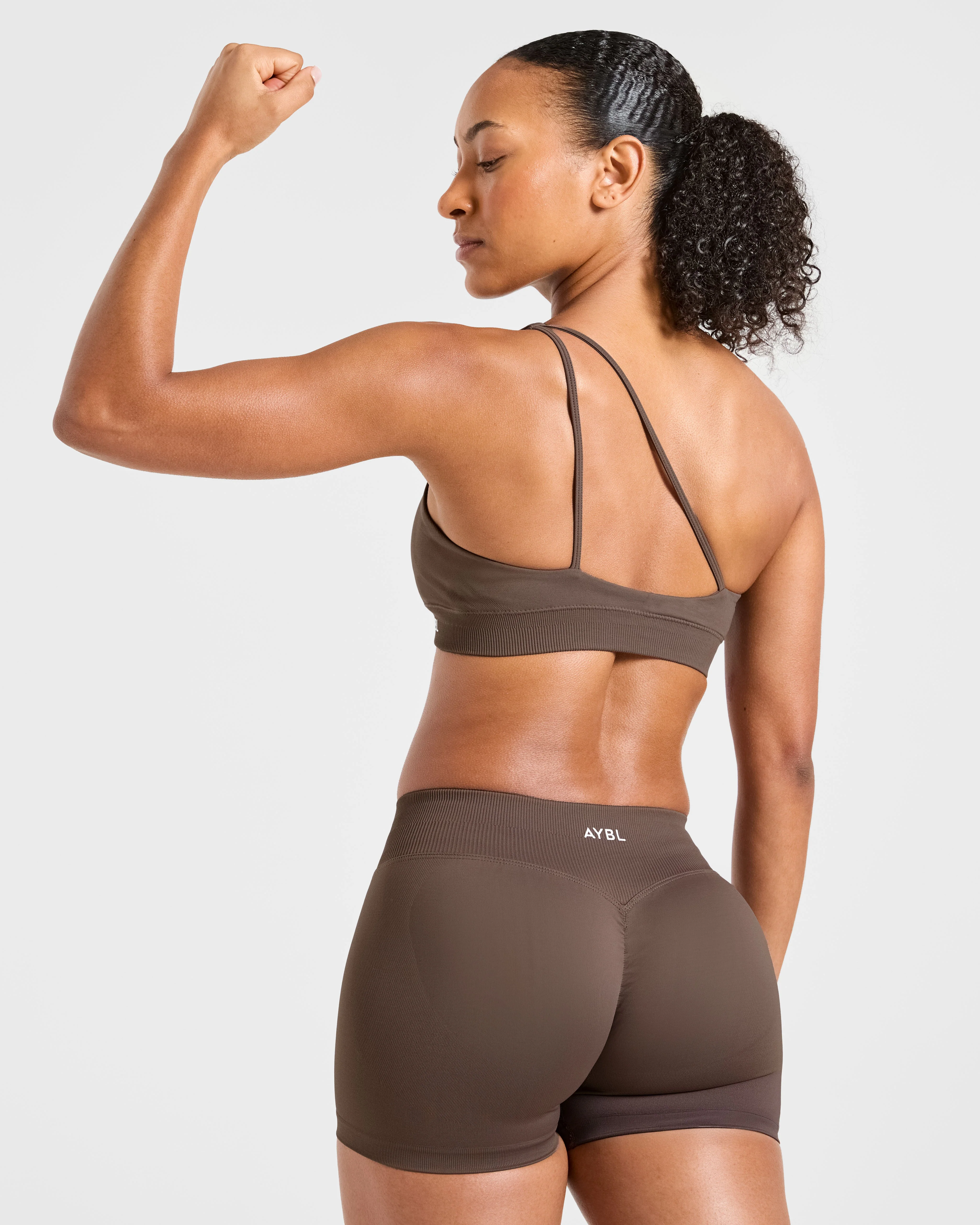 Enhance Seamless One Shoulder Sports Bra - Marron - Image 8