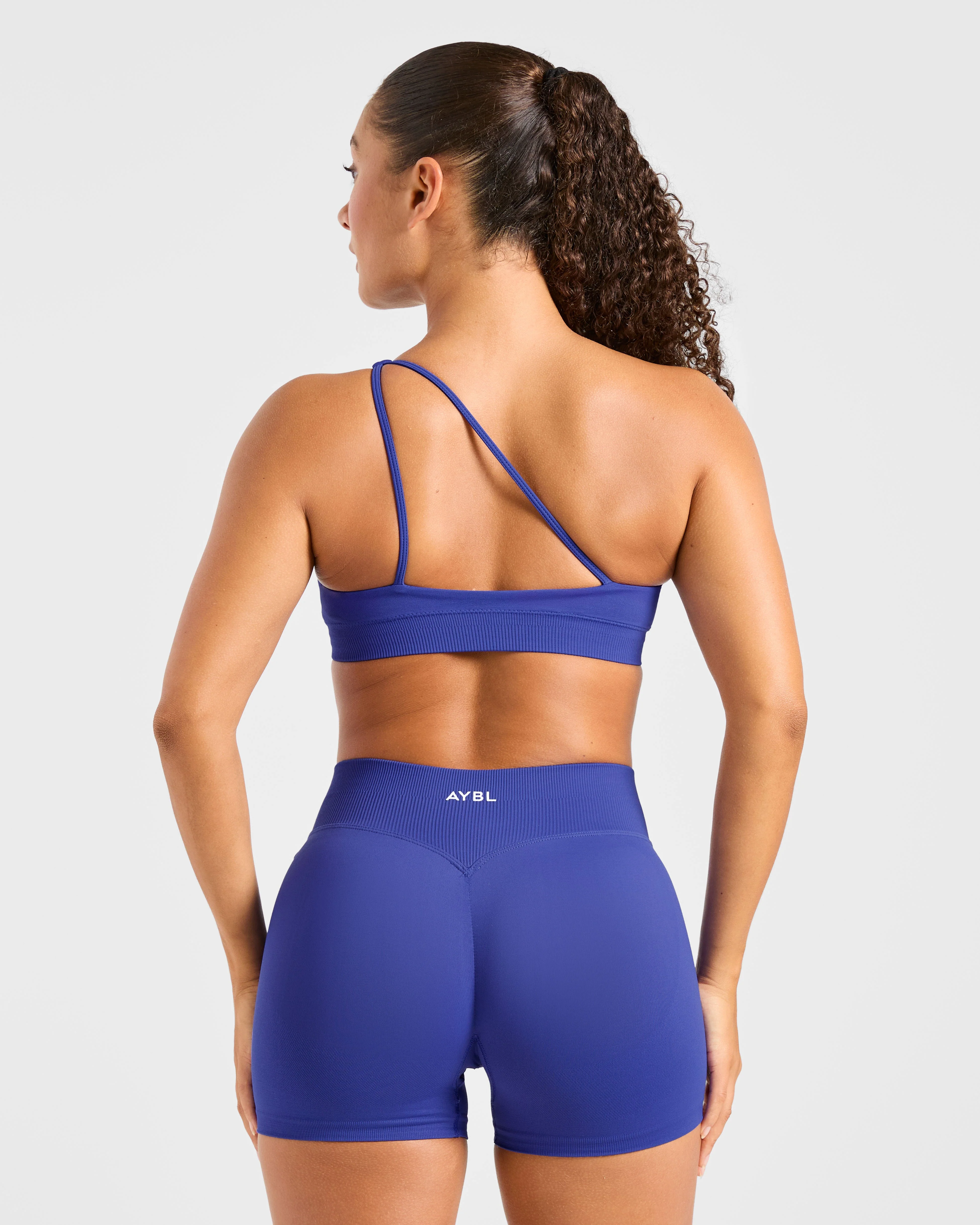 Enhance Seamless One Shoulder Sports Bra - Cobalt Bleu - Image 2