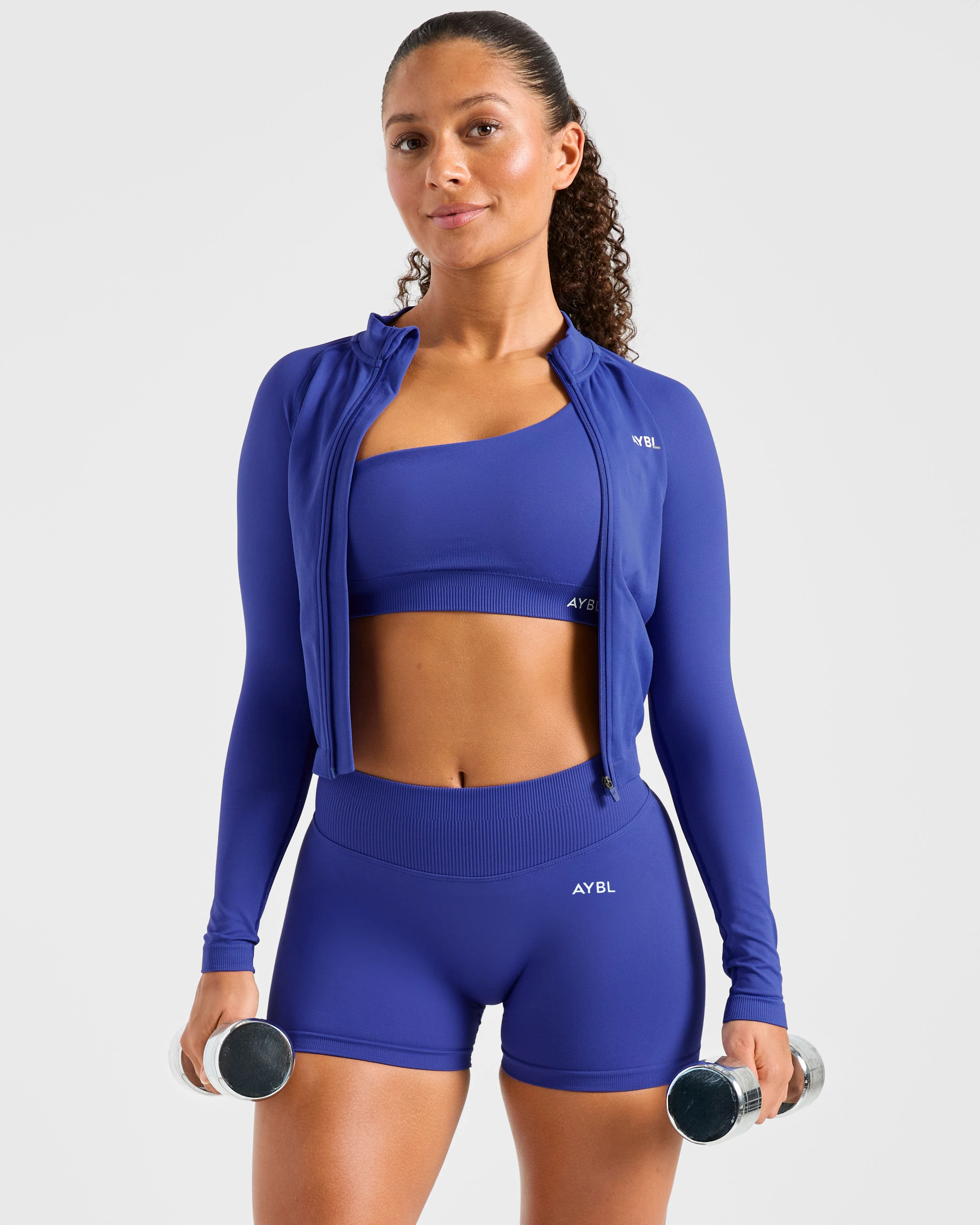 Enhance Seamless One Shoulder Sports Bra - Cobalt Bleu - Image 8
