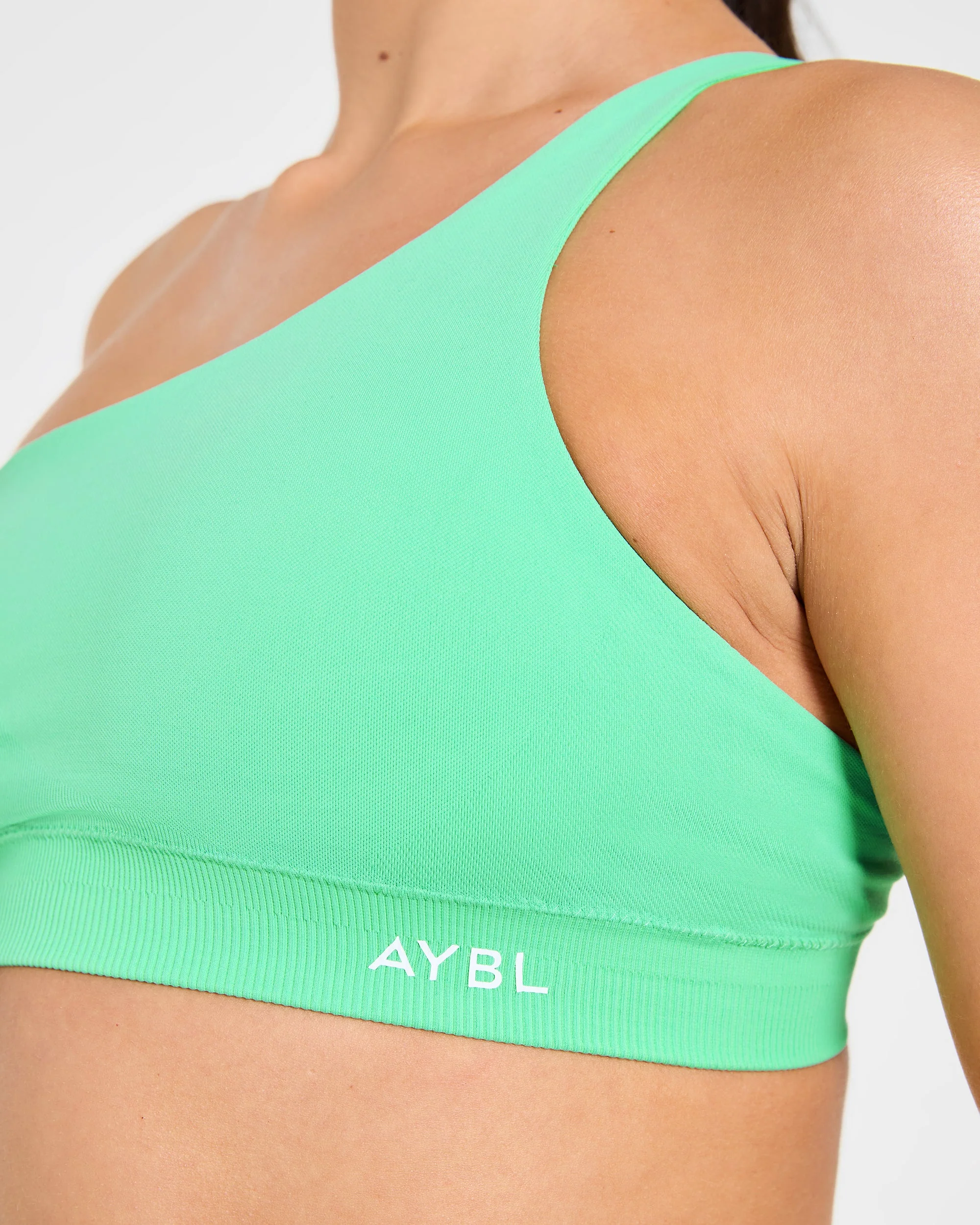Enhance Seamless One Shoulder Sports Bra - Mint Vert - Image 5