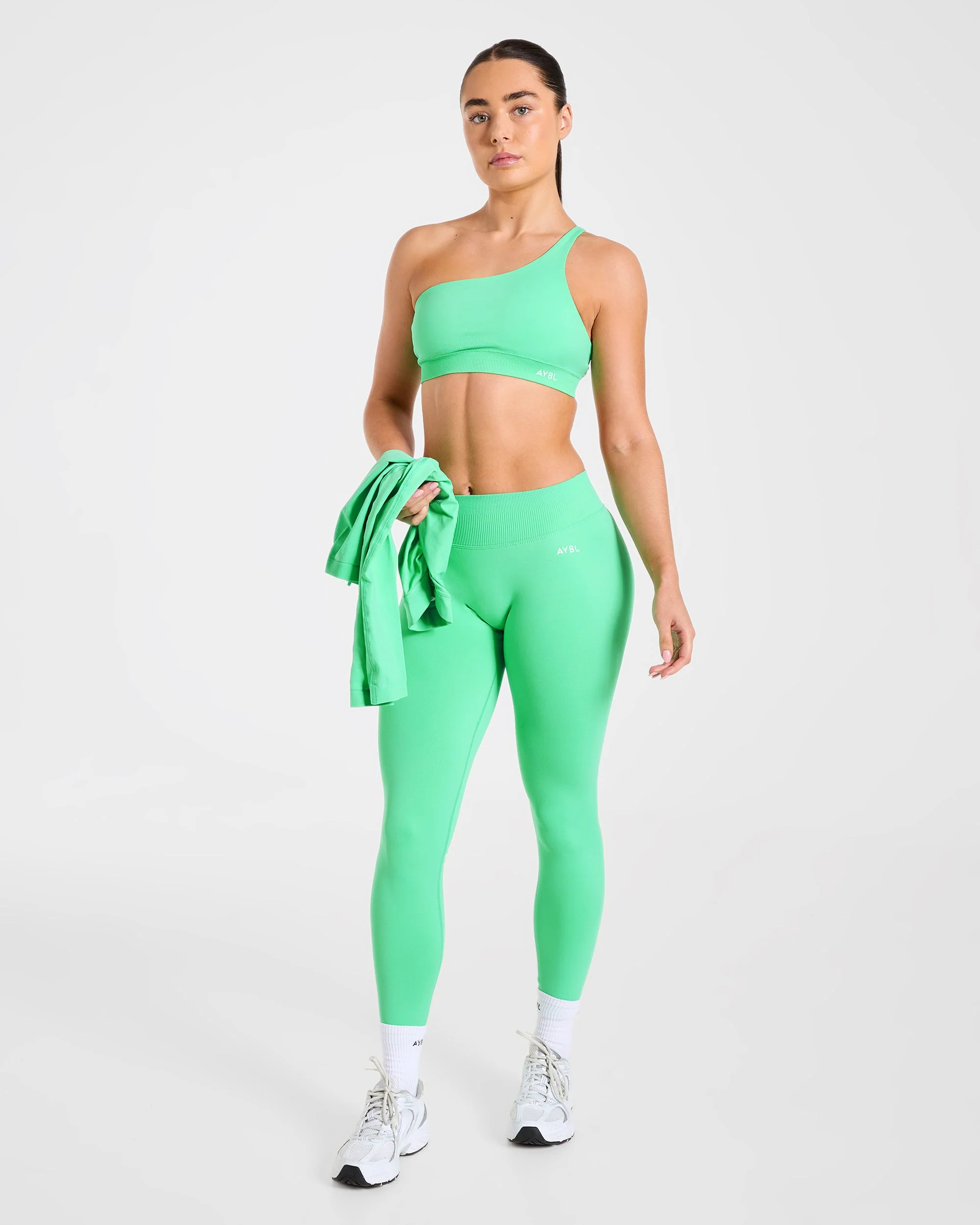 Enhance Seamless One Shoulder Sports Bra - Mint Vert - Image 8
