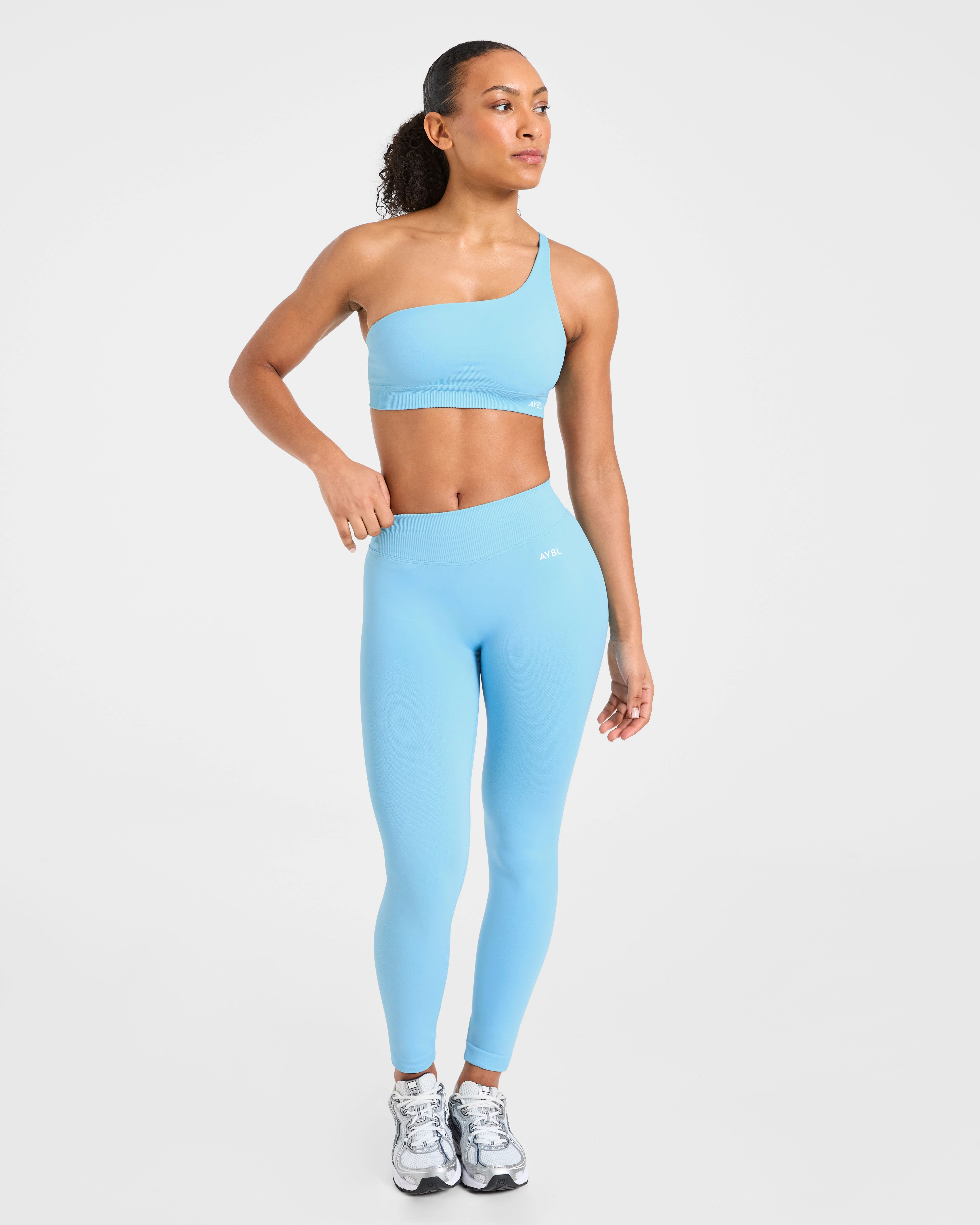 Enhance Seamless One Shoulder Sports Bra - Powder Bleu - Image 3