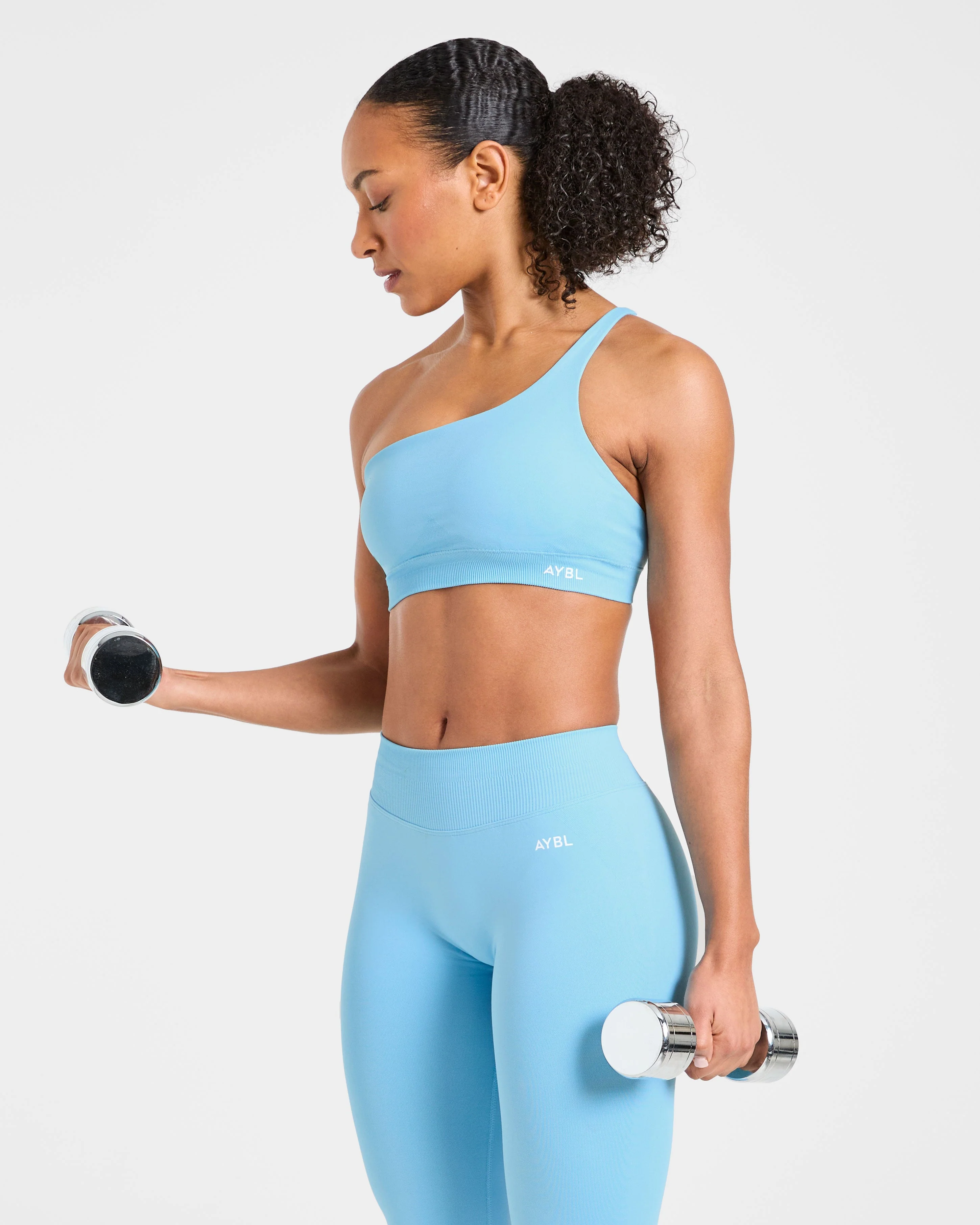 Enhance Seamless One Shoulder Sports Bra - Powder Bleu - Image 7