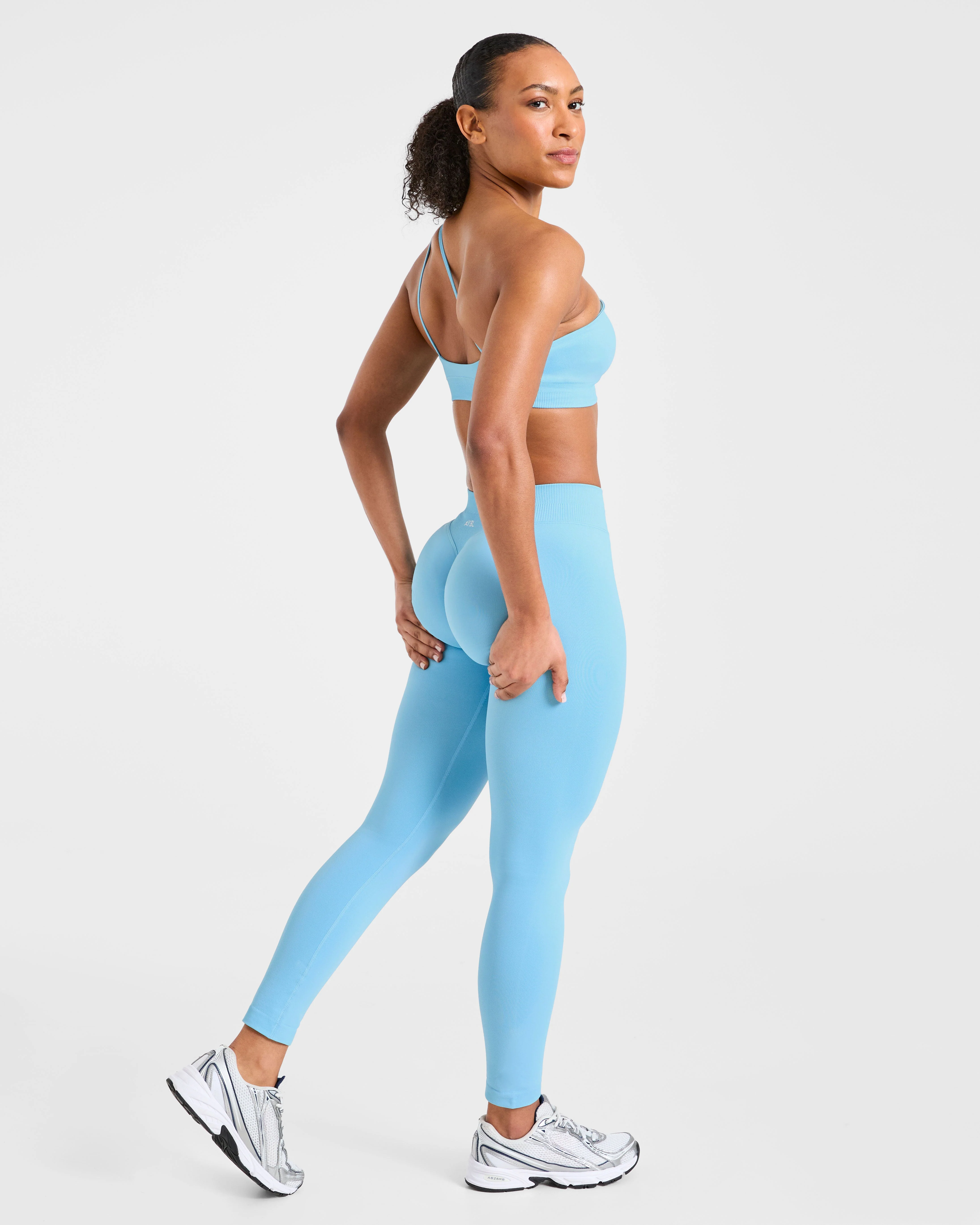 Enhance Seamless One Shoulder Sports Bra - Powder Bleu - Image 8