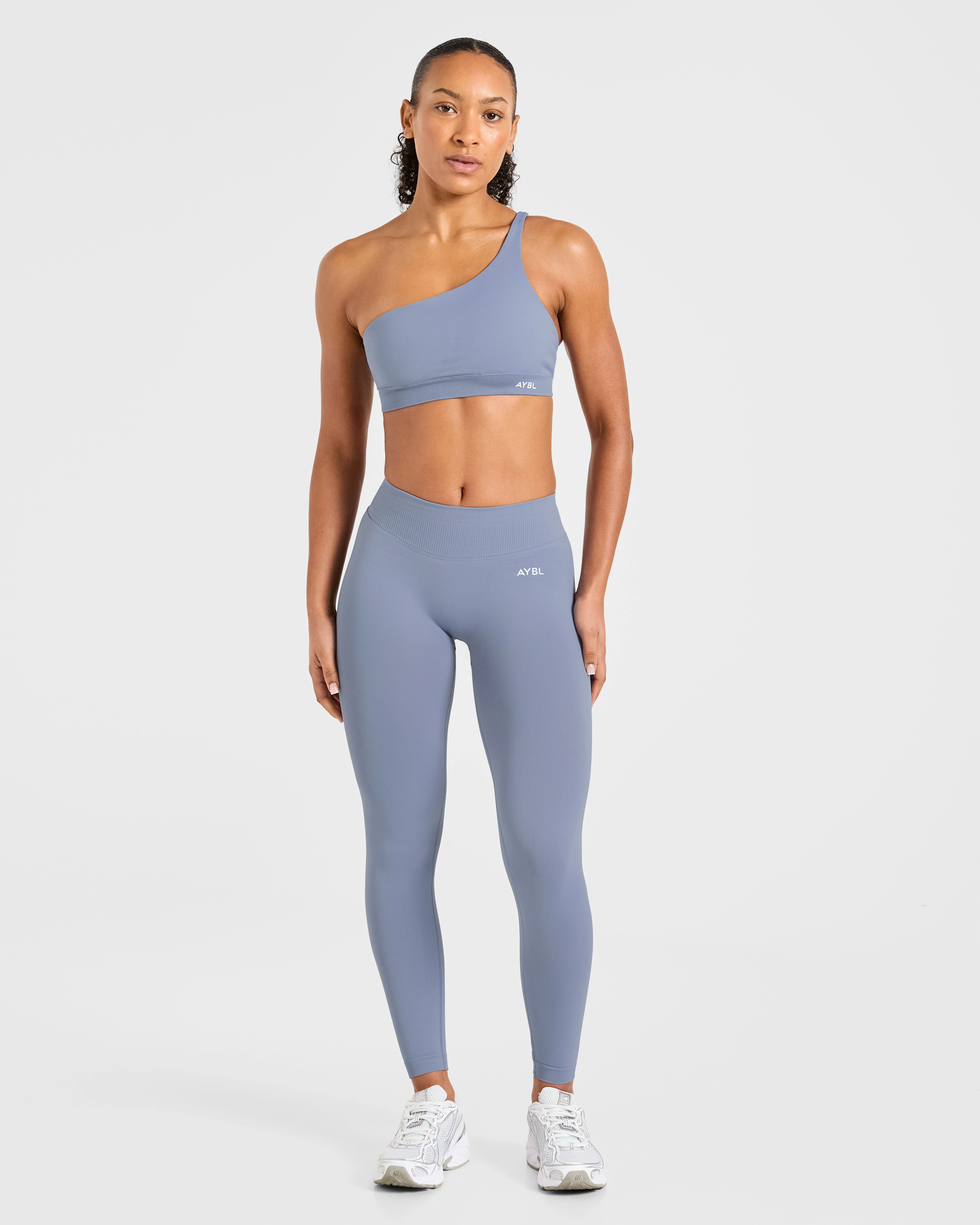 Enhance Seamless One Shoulder Sports Bra - Slate Bleu - Image 3