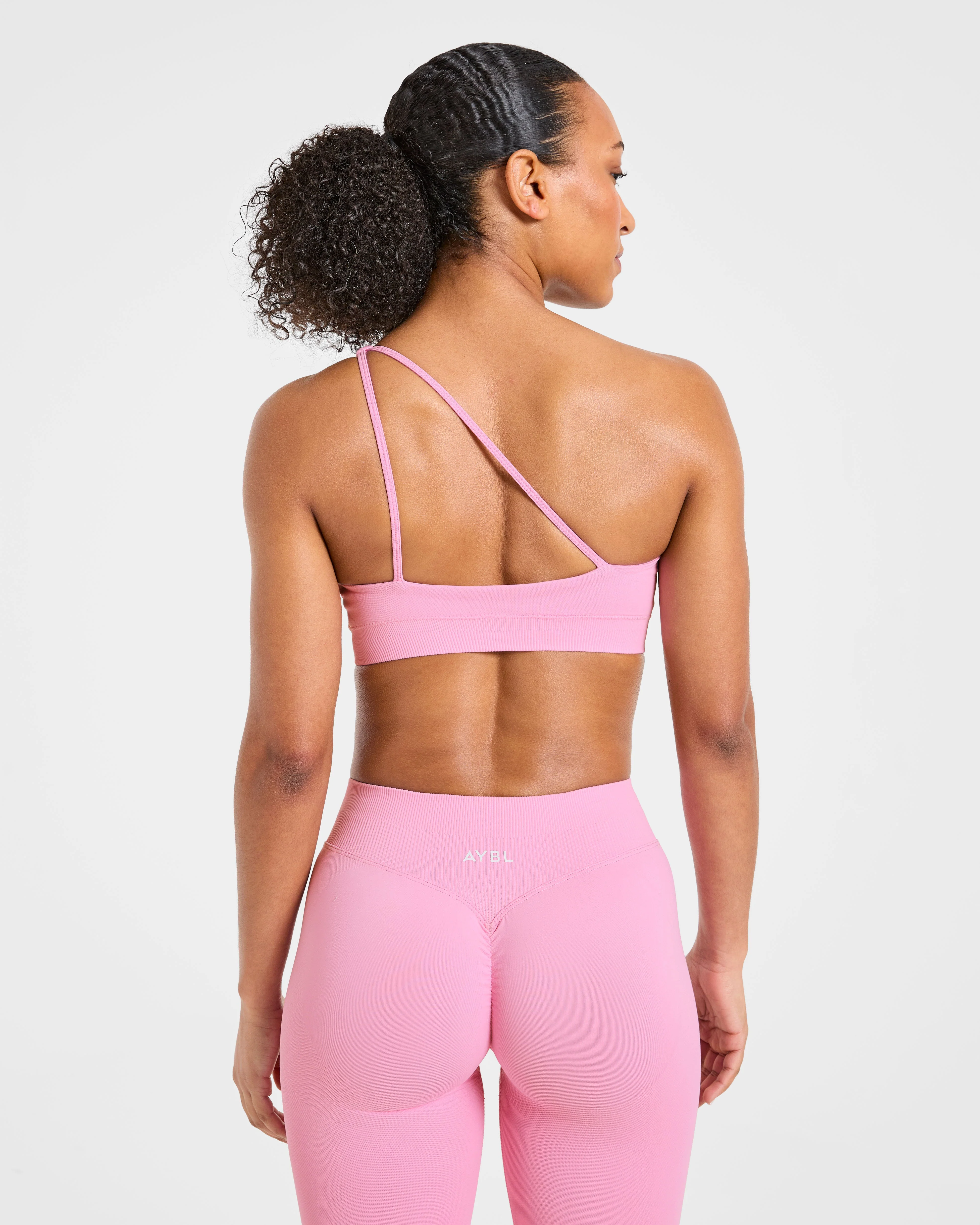Enhance Seamless One Shoulder Sports Bra - Sugar Rose - Image 2
