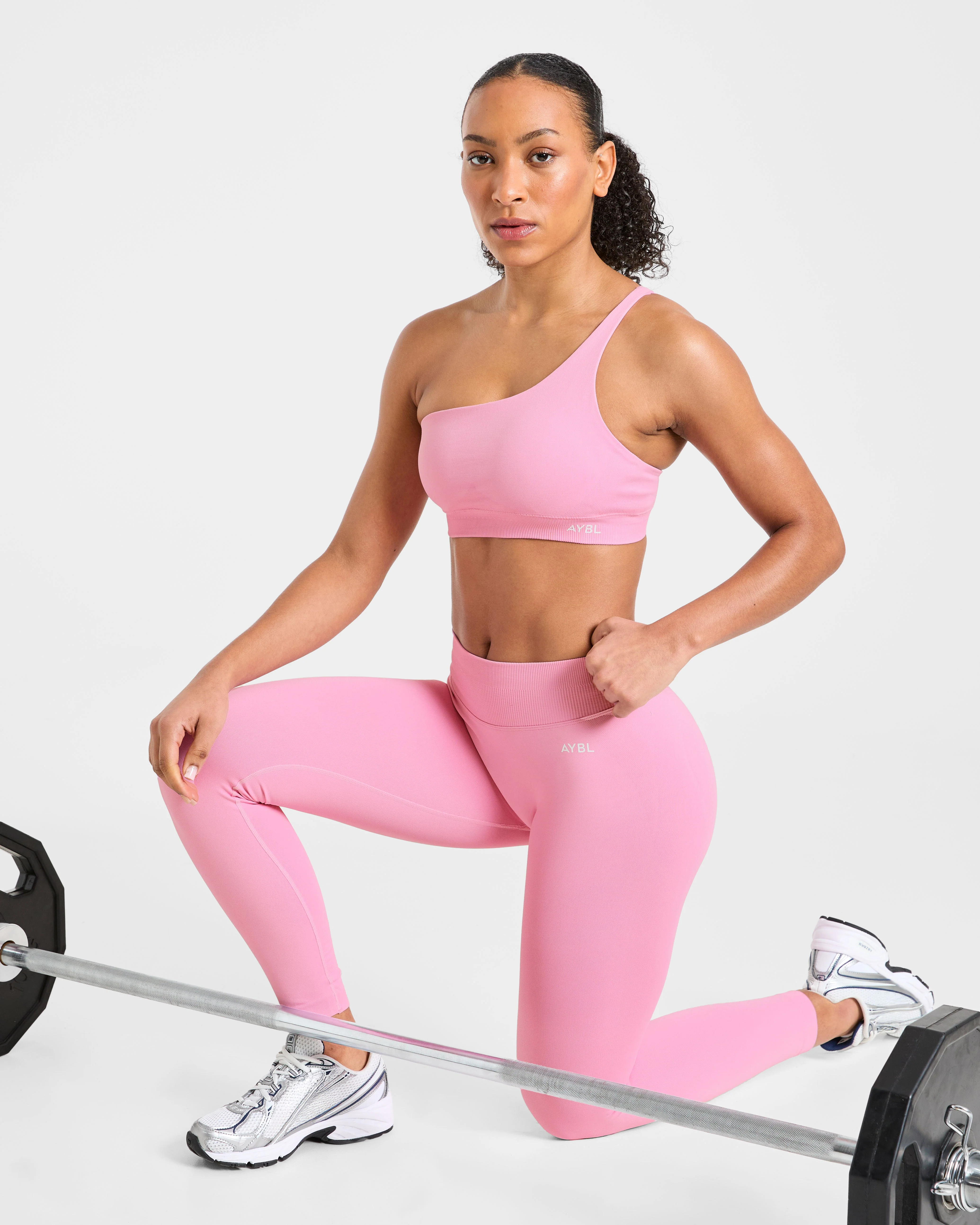 Enhance Seamless One Shoulder Sports Bra - Sugar Rose - Image 7