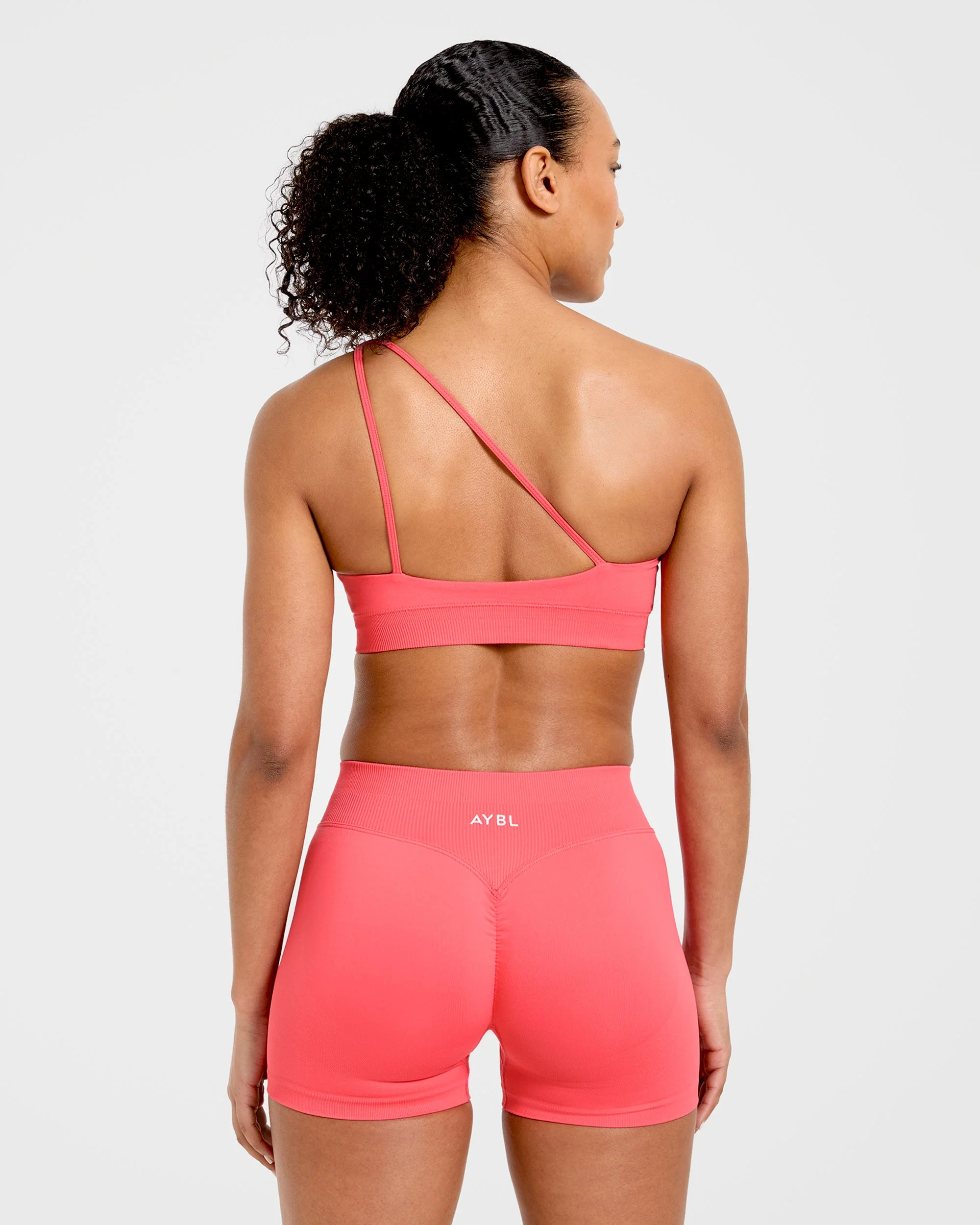 Enhance Seamless One Shoulder Sports Bra - Summer Coral - Image 2
