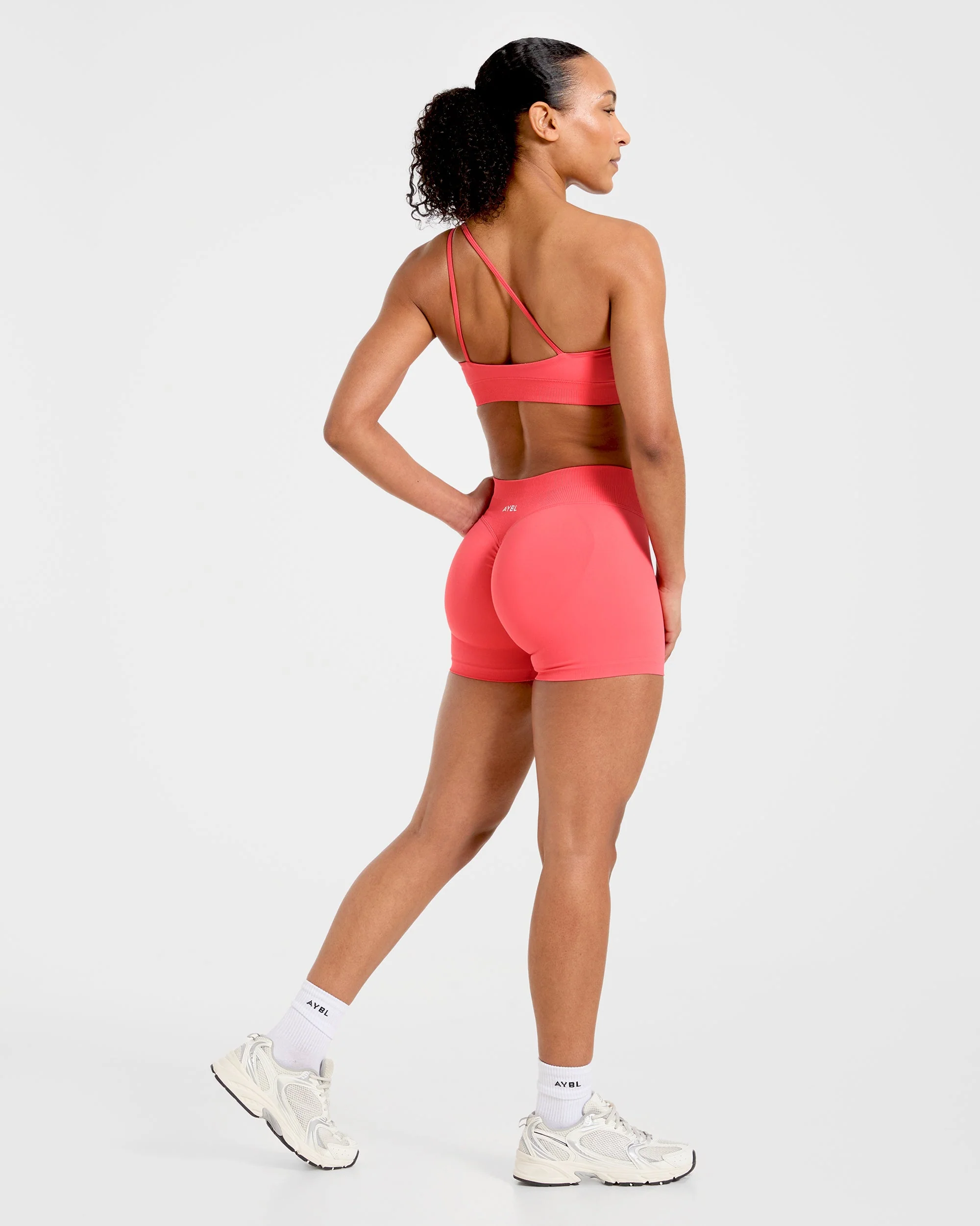 Enhance Seamless One Shoulder Sports Bra - Summer Coral - Image 4