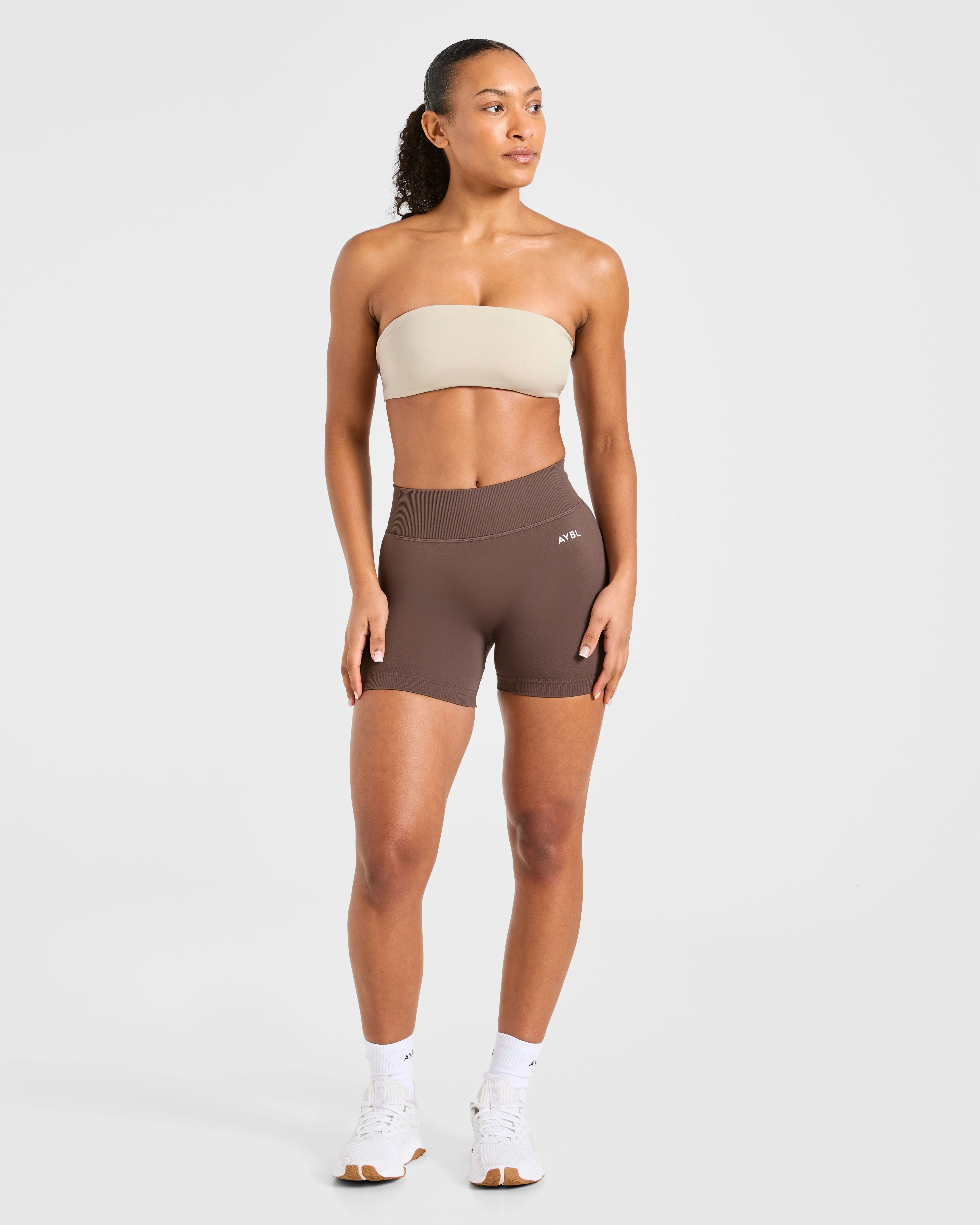Essential Bandeau Sports Bra - Taupe Sand - Image 3
