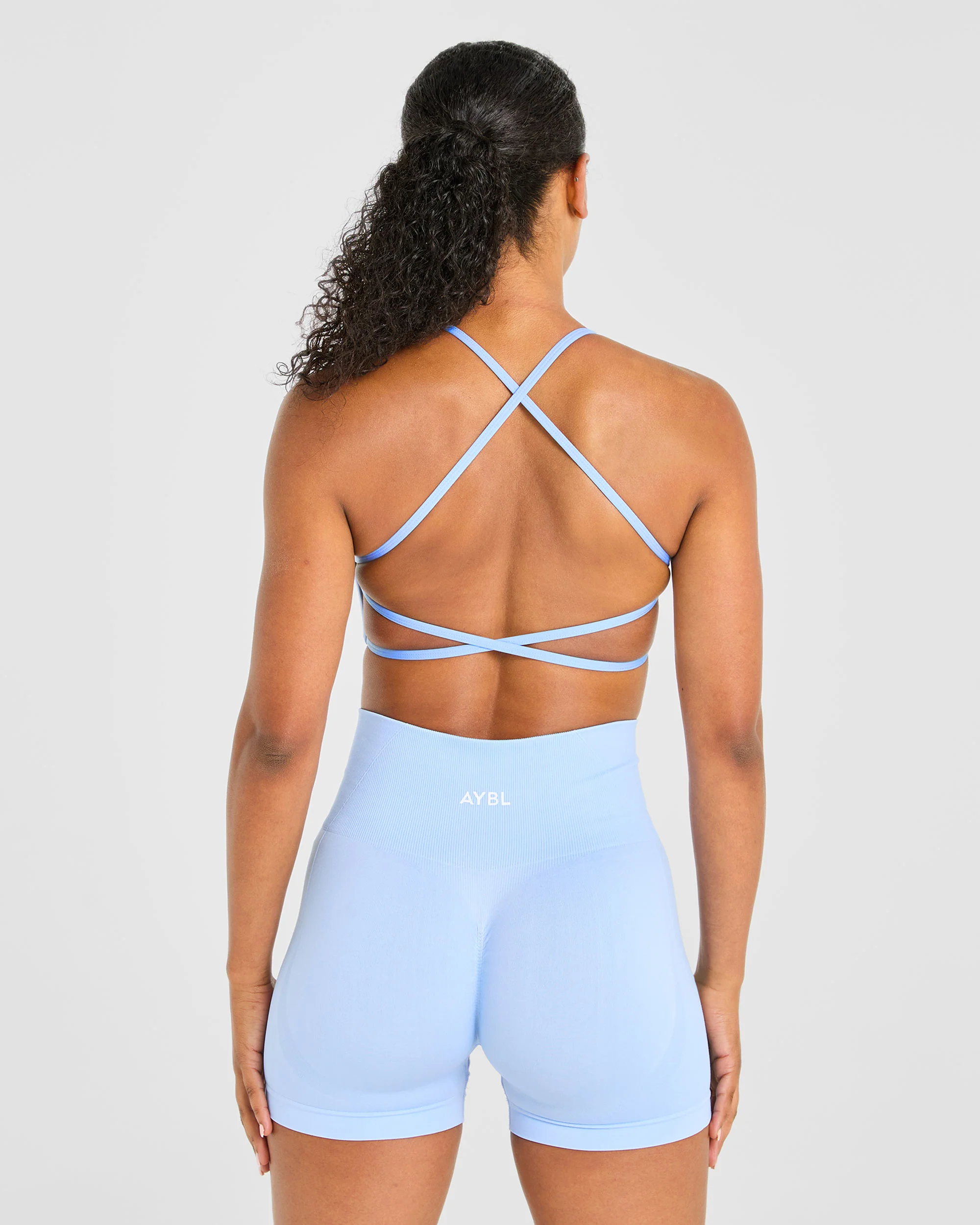 Essential Crossback Sports Bra - Baby Blue - Image 2