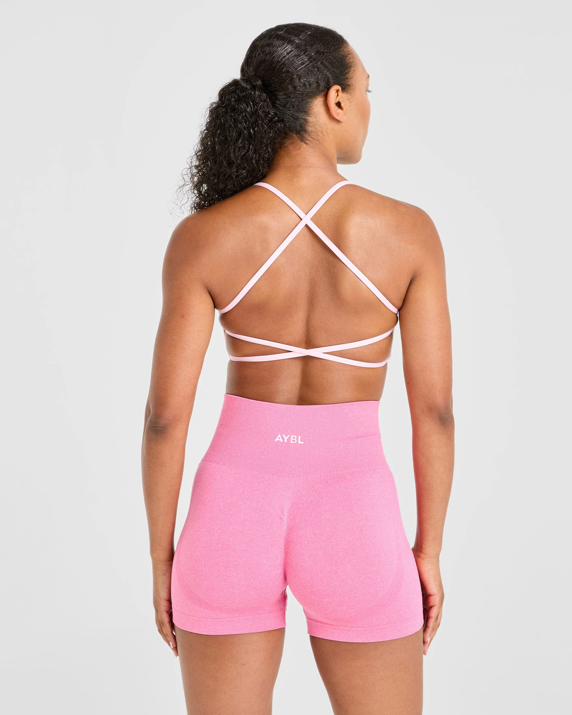 Essential Crossback Sports Bra - Baby Pink - Image 2