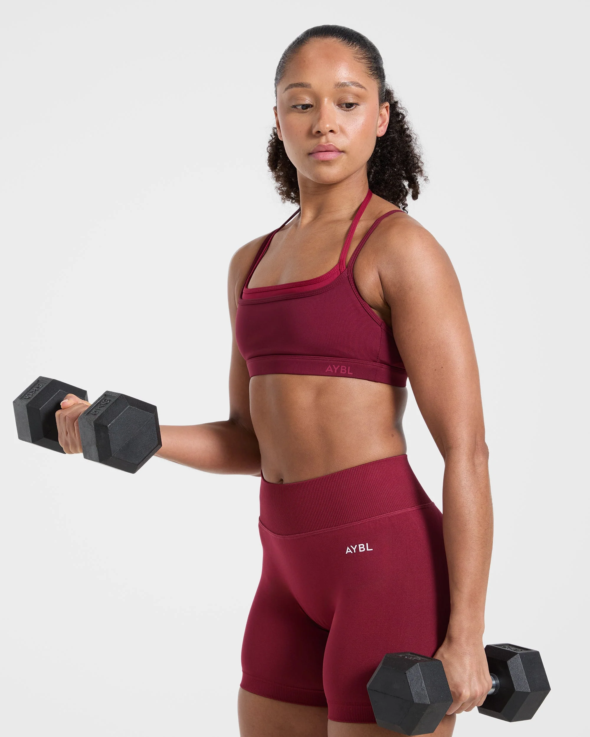 Essential Double Layer Sports Bra - Burgundy - Image 7