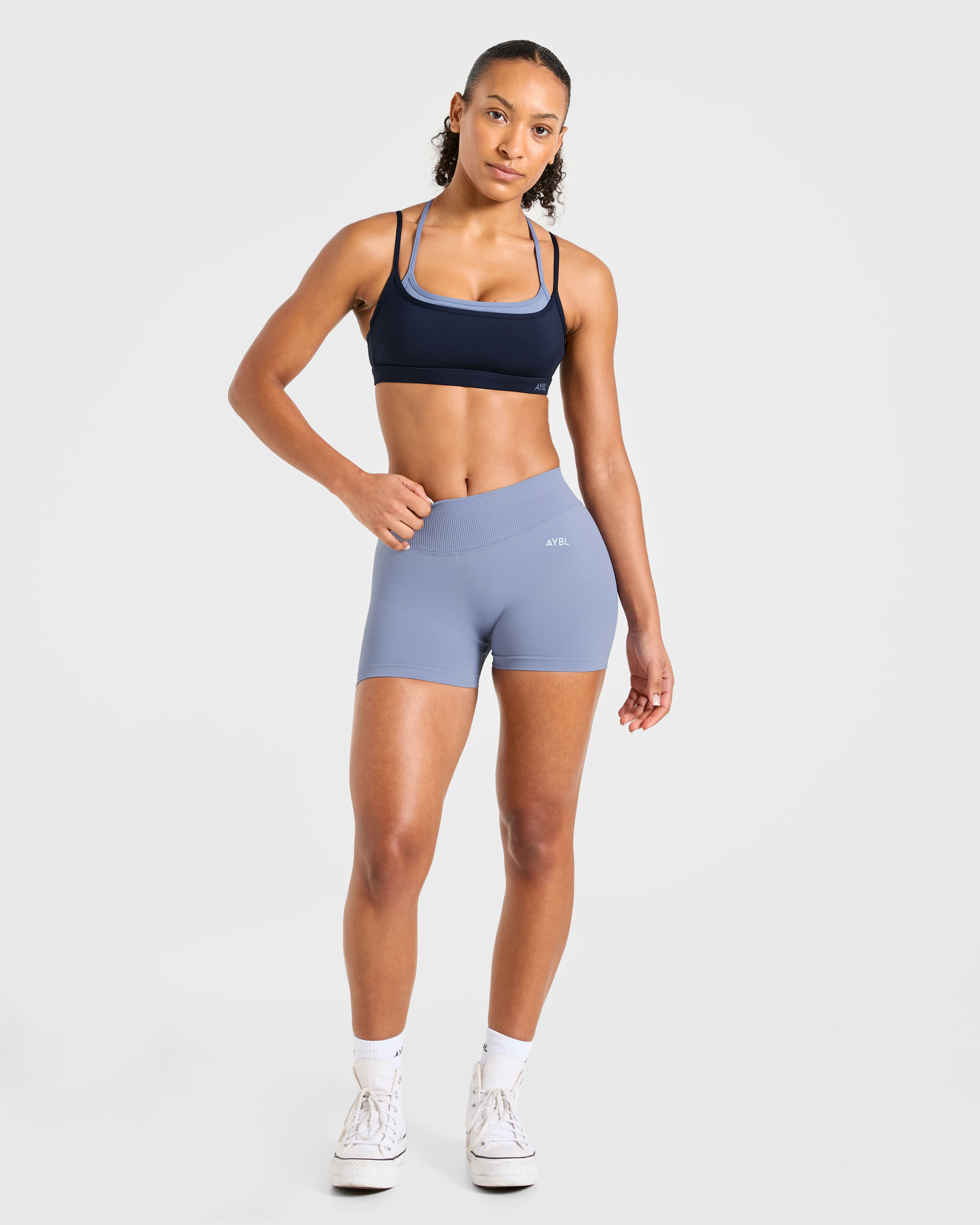 Essential Double Layer Sports Bra - Navy - Image 3
