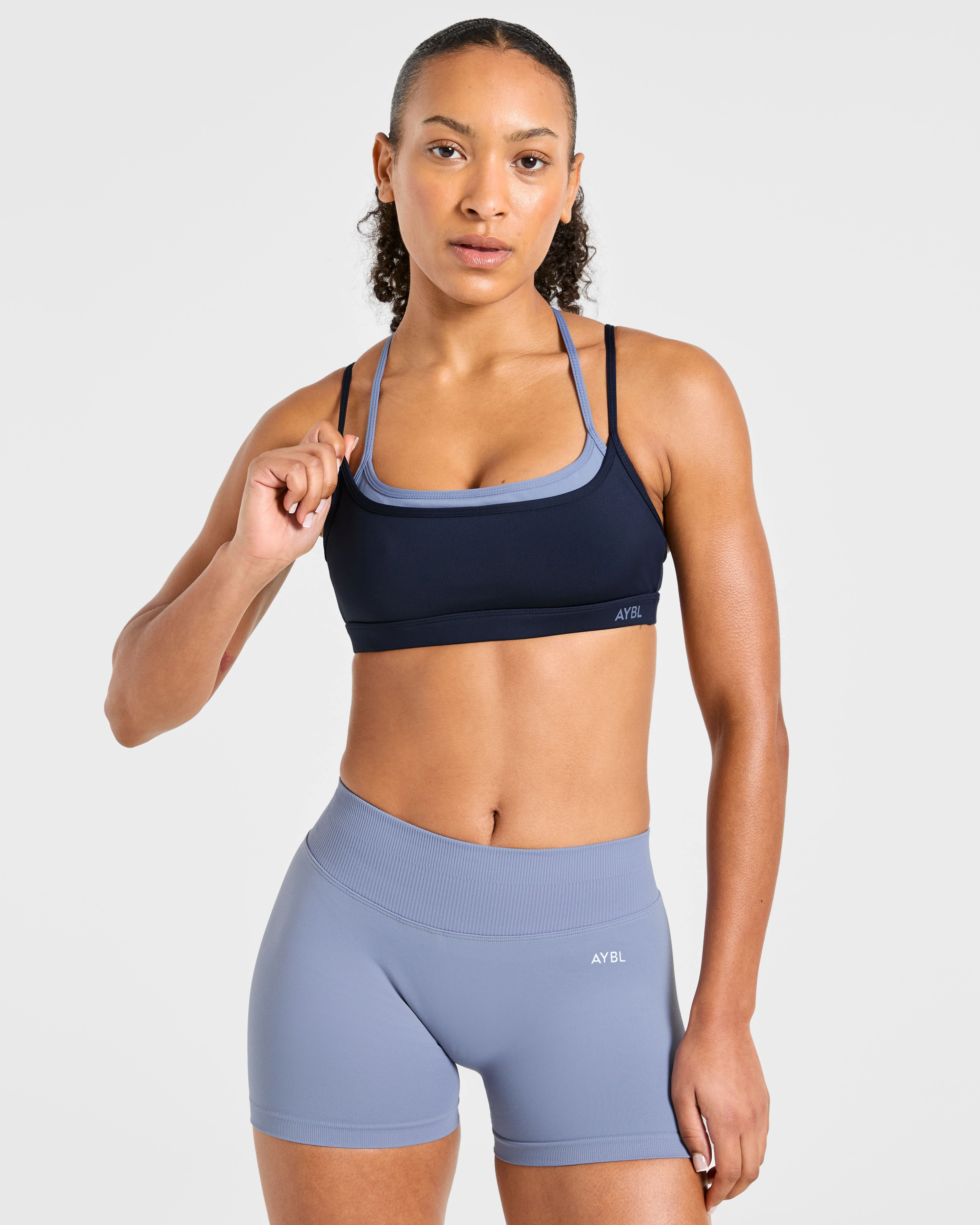 Essential Double Layer Sports Bra - Navy - Image 7