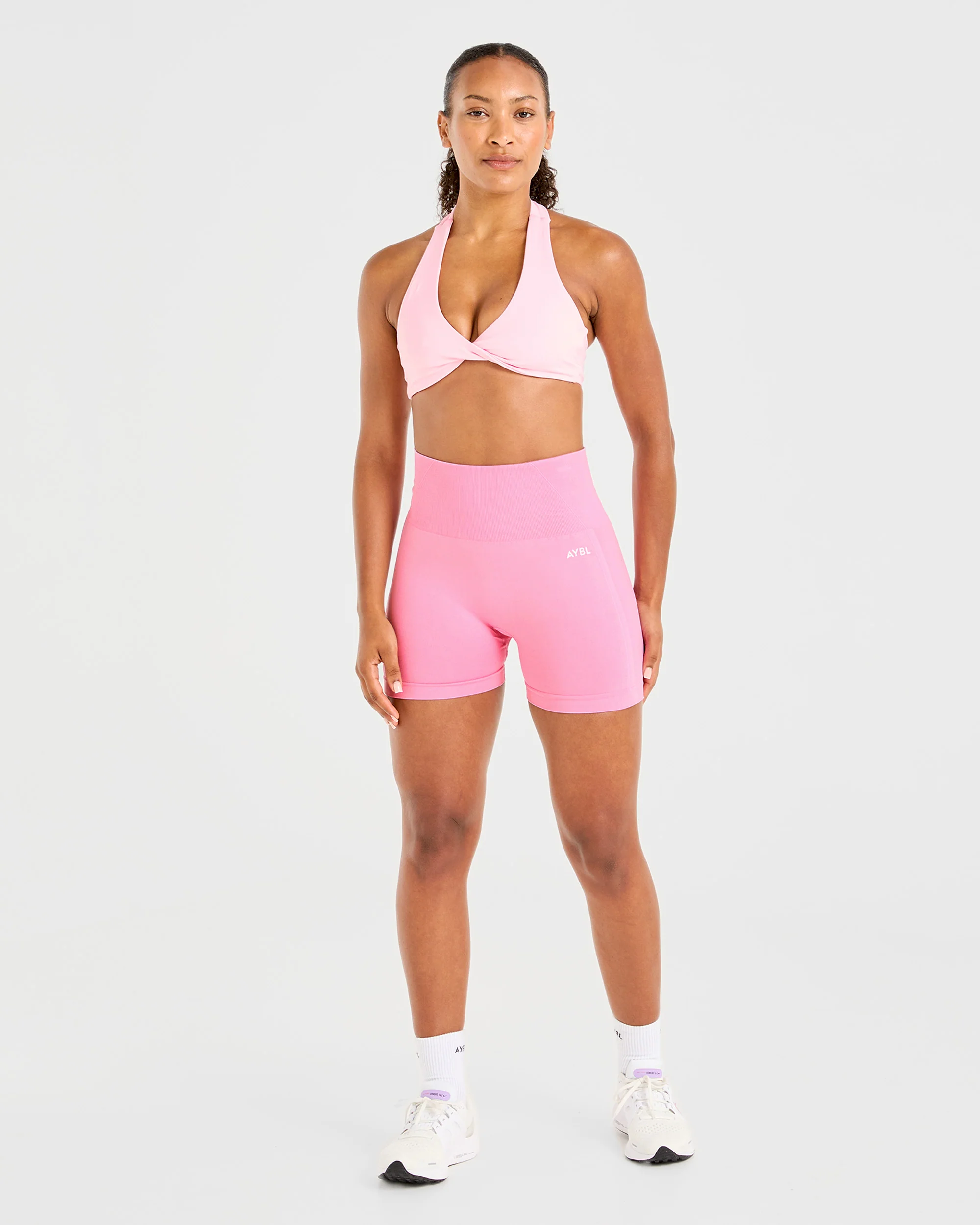 Essential Halterneck Sports Bra - Baby Pink - Image 3