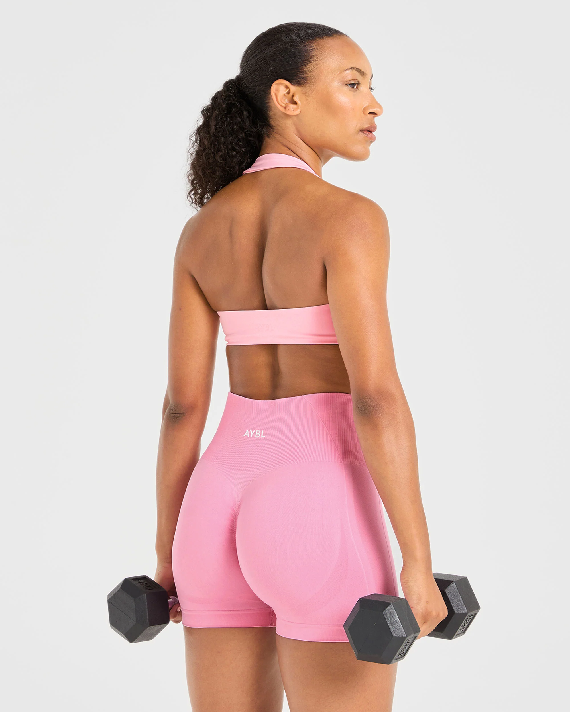 Essential Halterneck Sports Bra - Baby Pink - Image 7