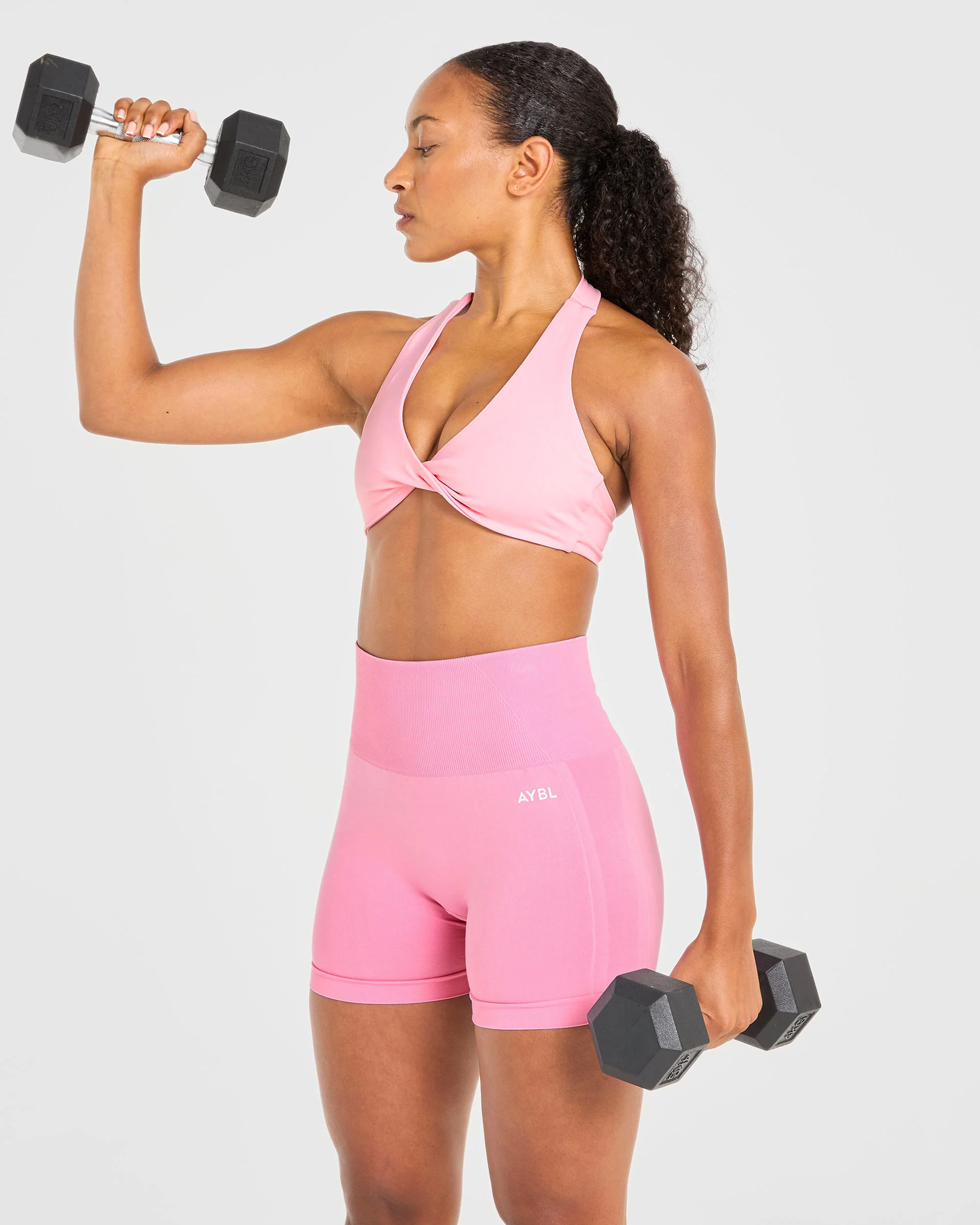 Essential Halterneck Sports Bra - Baby Pink - Image 8
