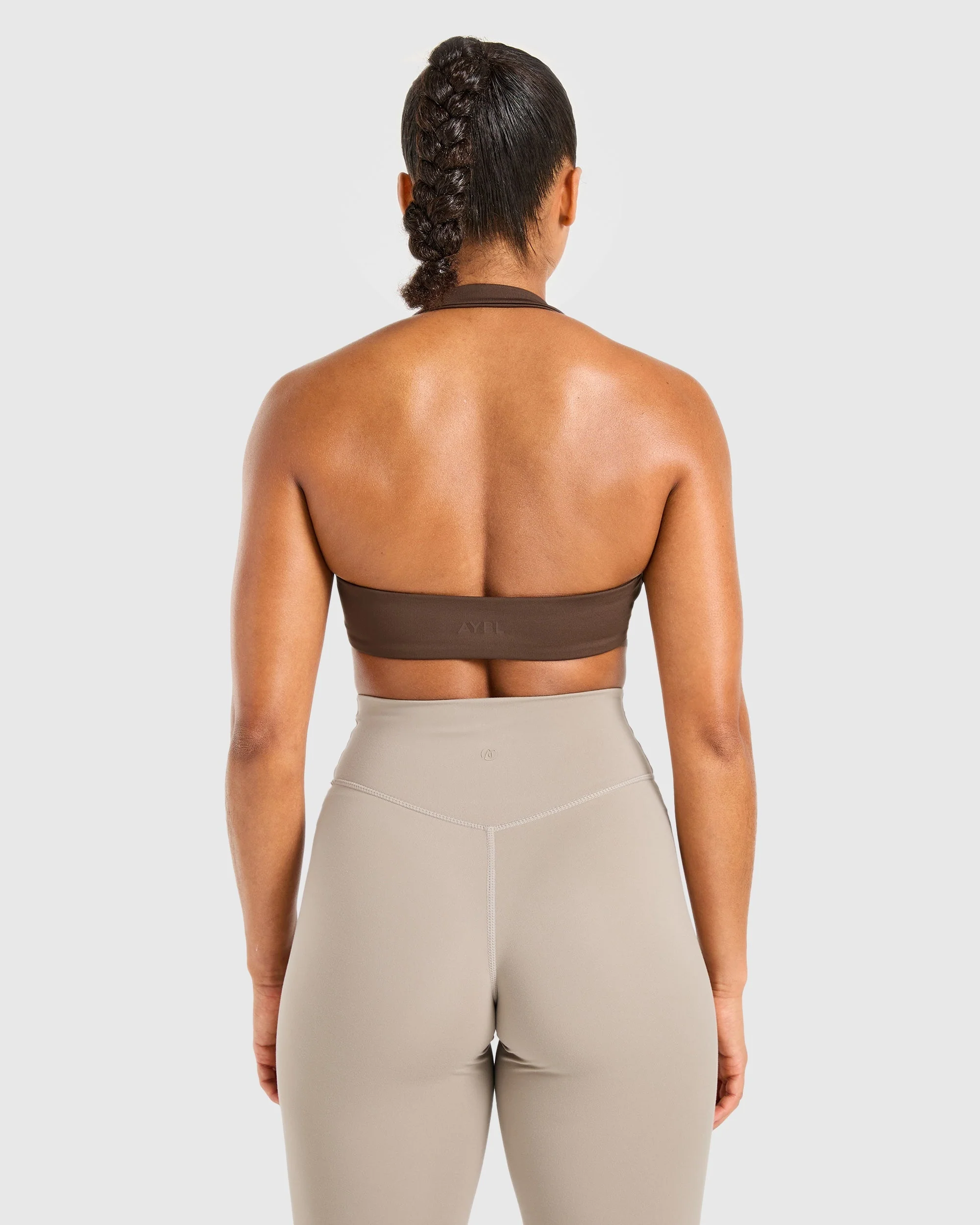 Essential Halterneck Sports Bra - Deep Cocoa Brun - Image 2