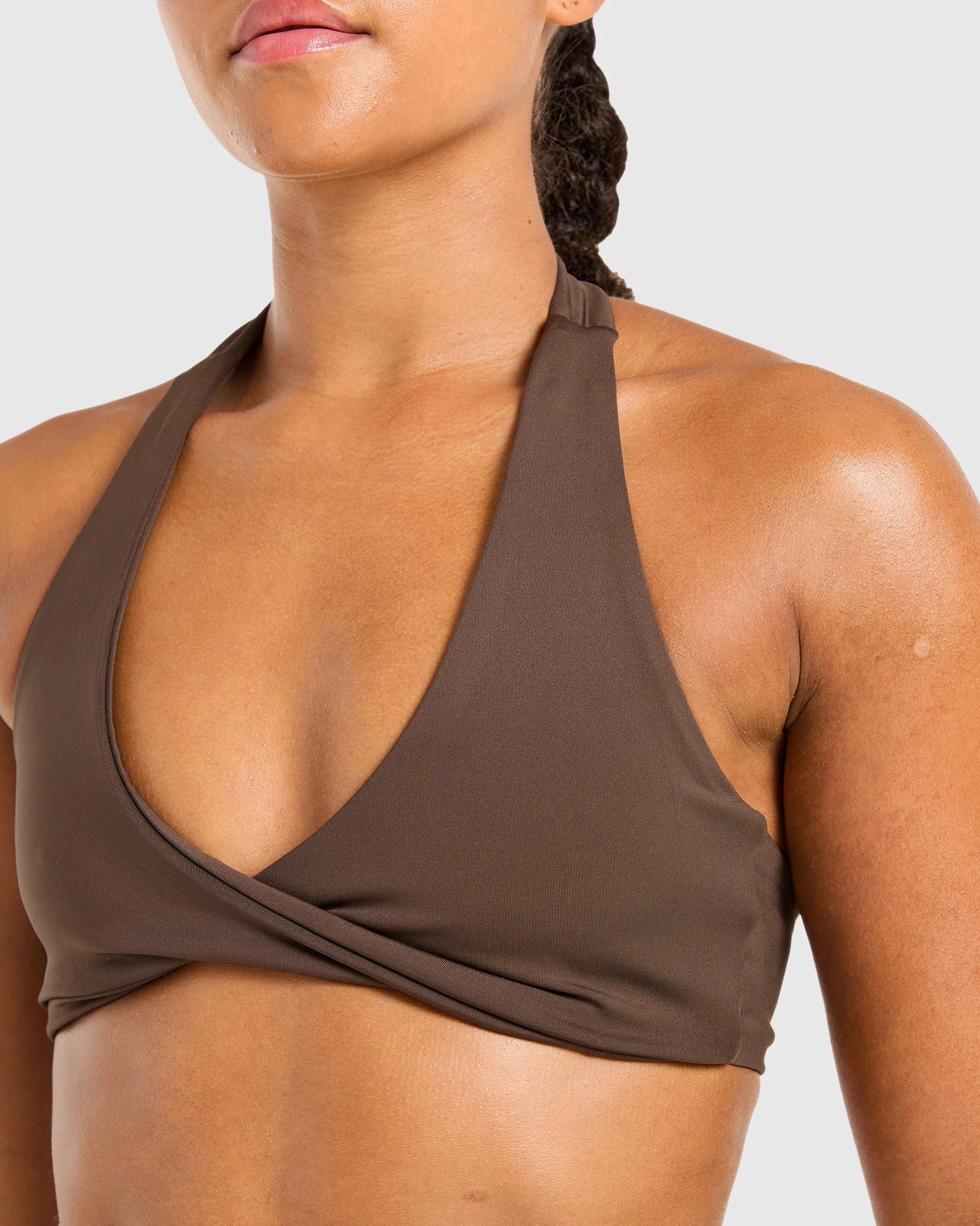 Essential Halterneck Sports Bra - Deep Cocoa Brun - Image 5