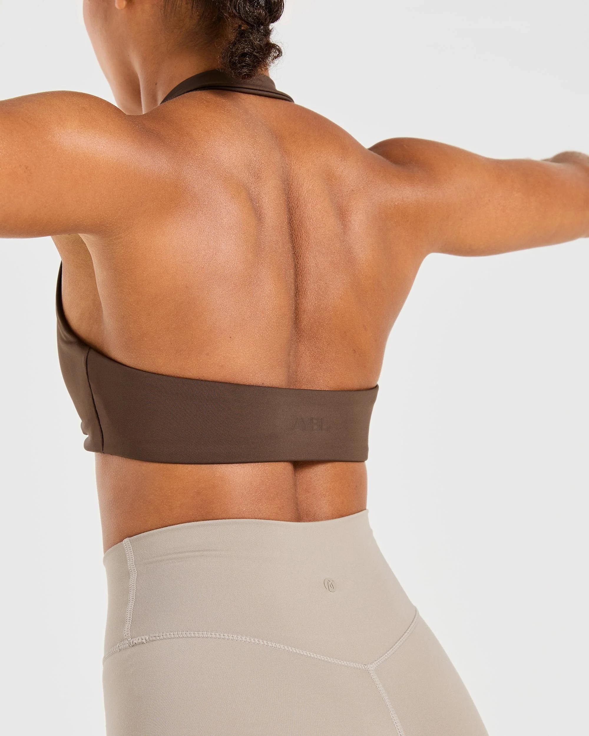 Essential Halterneck Sports Bra - Deep Cocoa Brun - Image 7