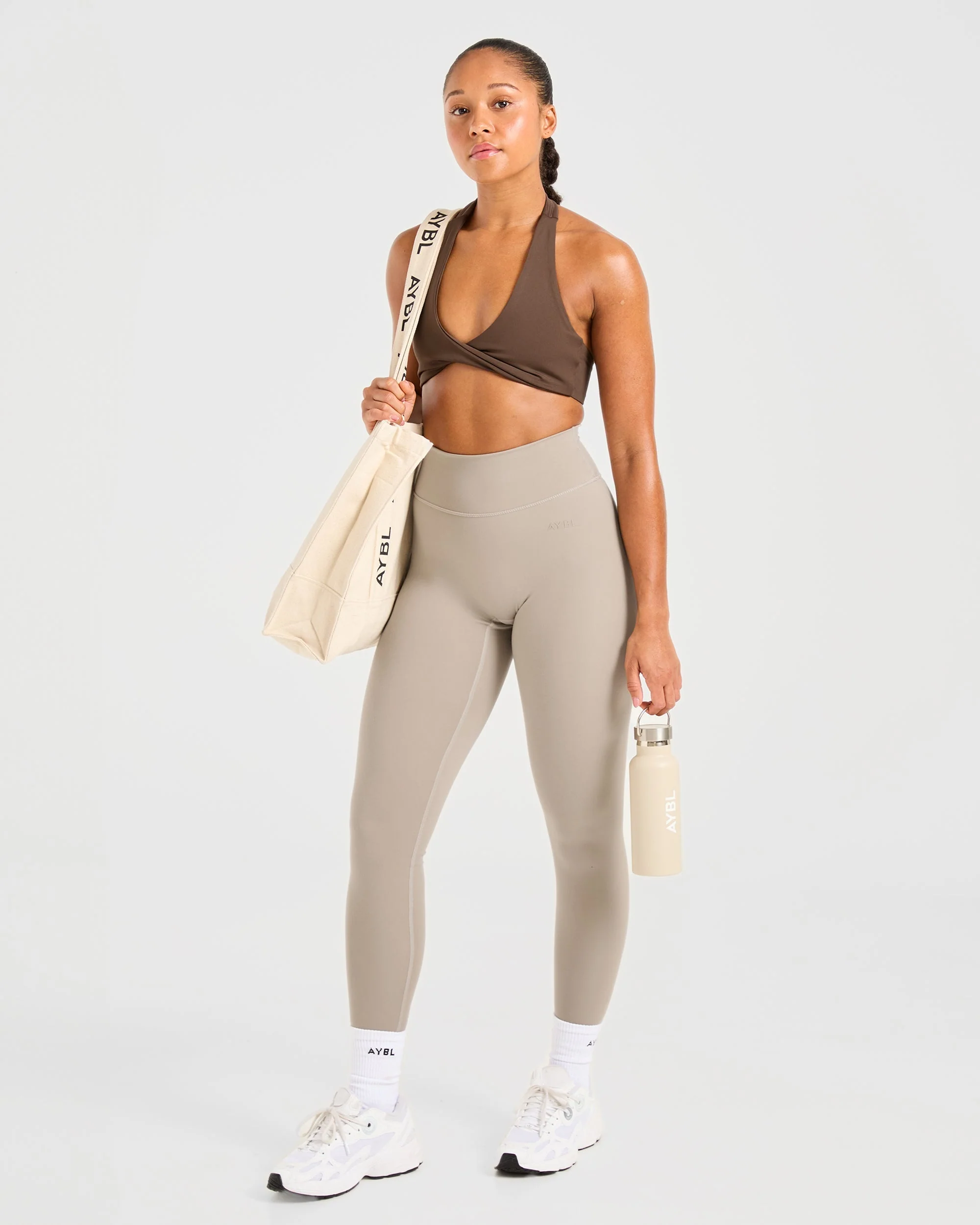 Essential Halterneck Sports Bra - Deep Cocoa Brun - Image 8