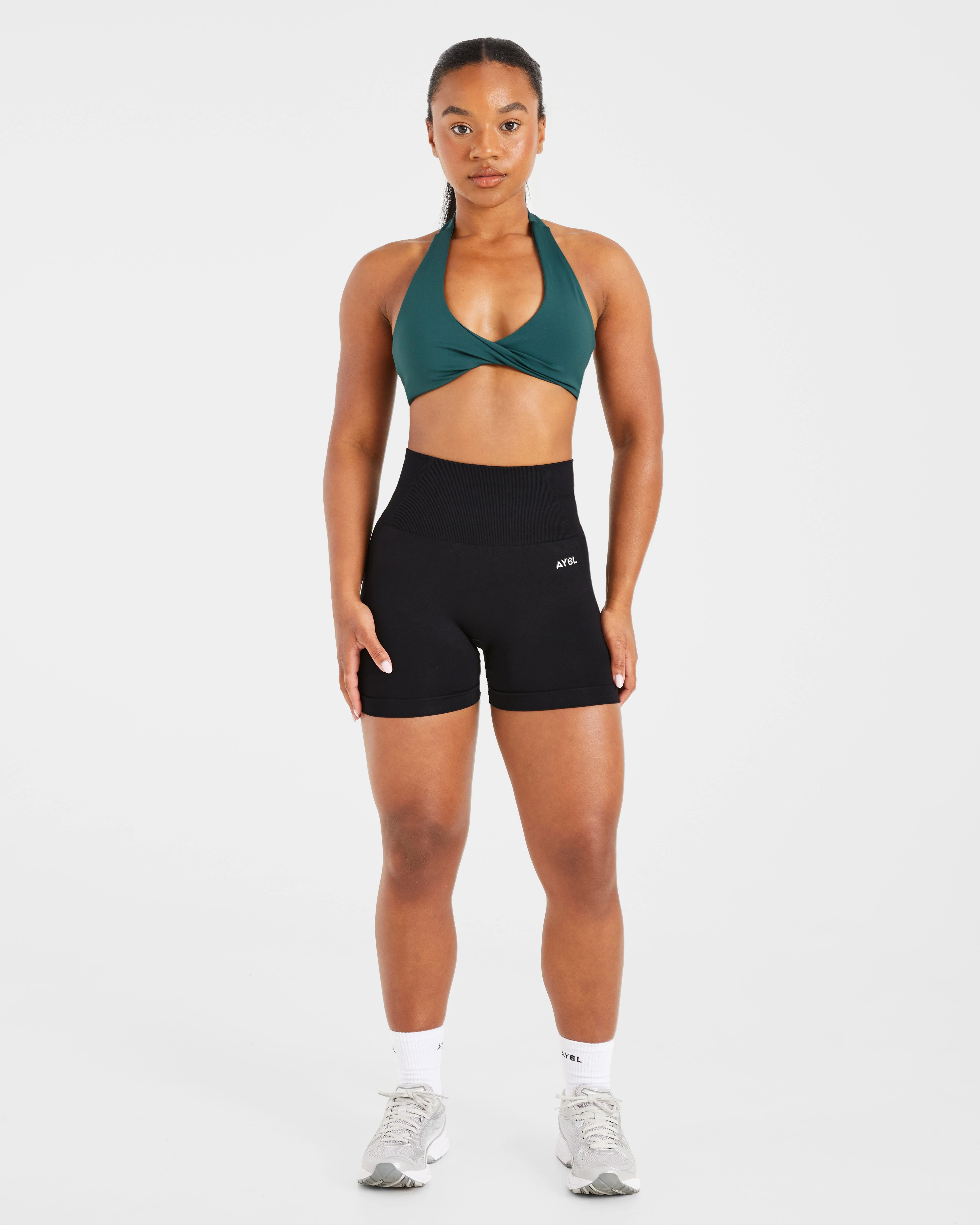 Essential Halterneck Sports Bra - Deep Vert - Image 3