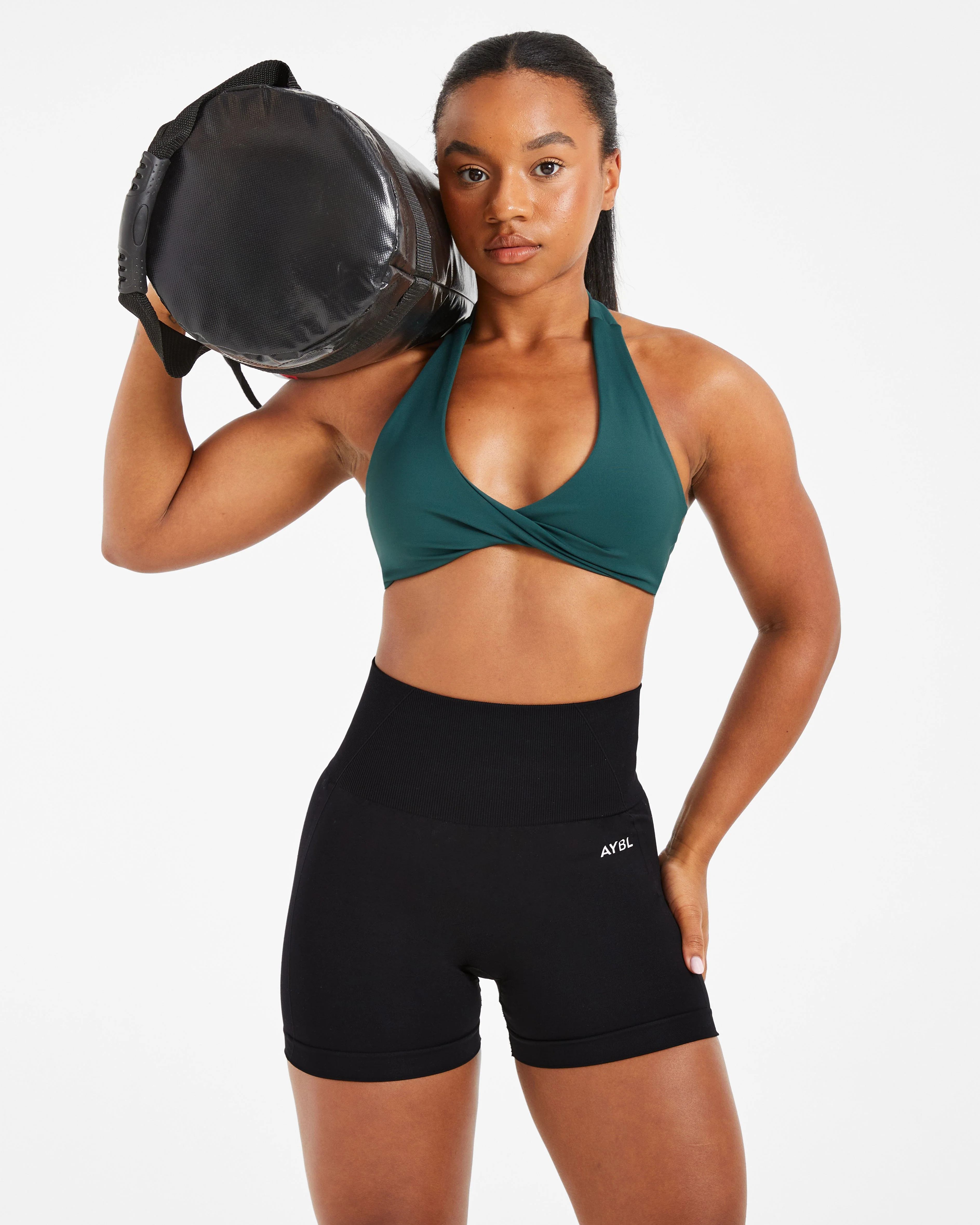 Essential Halterneck Sports Bra - Deep Vert - Image 7