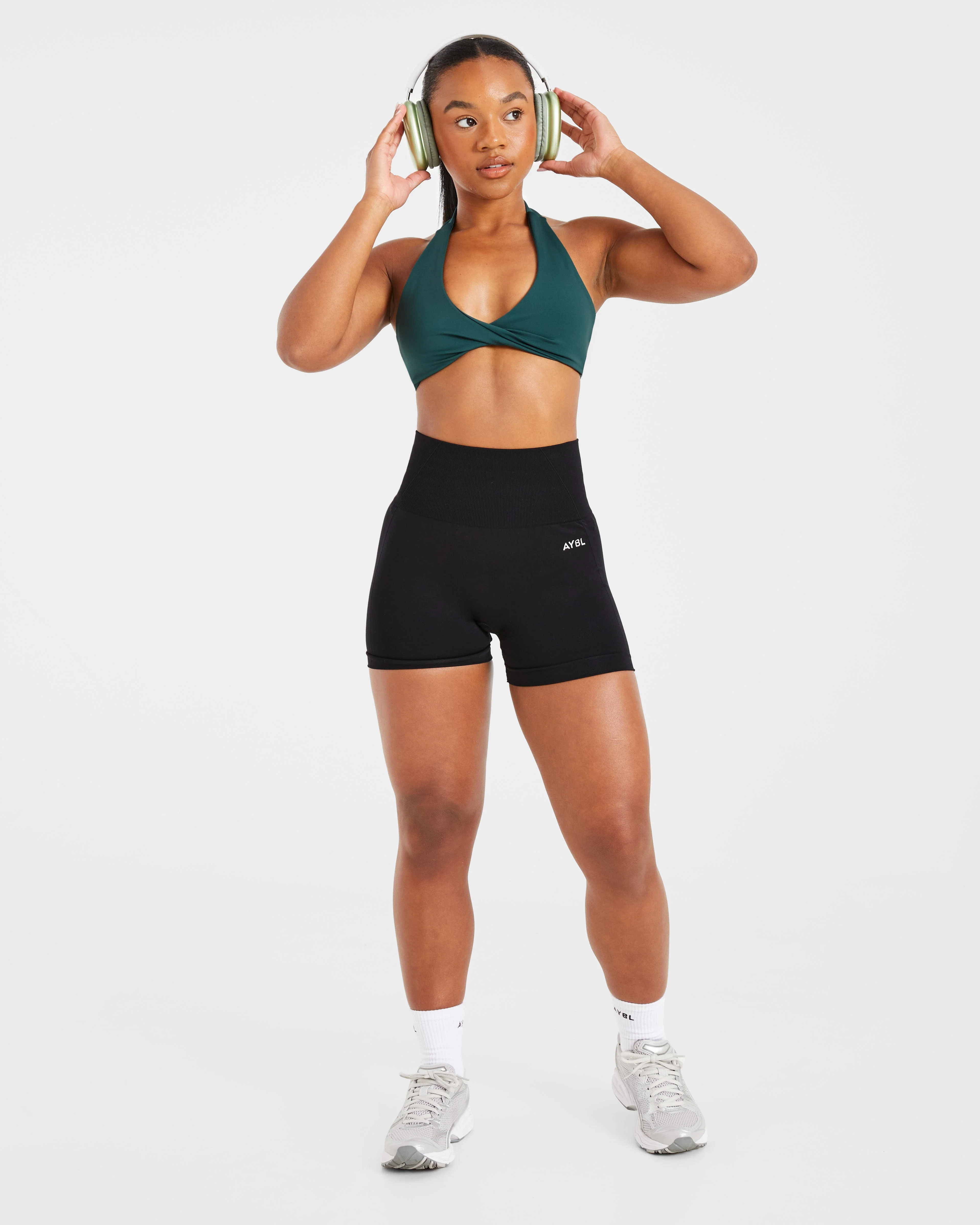 Essential Halterneck Sports Bra - Deep Vert - Image 8