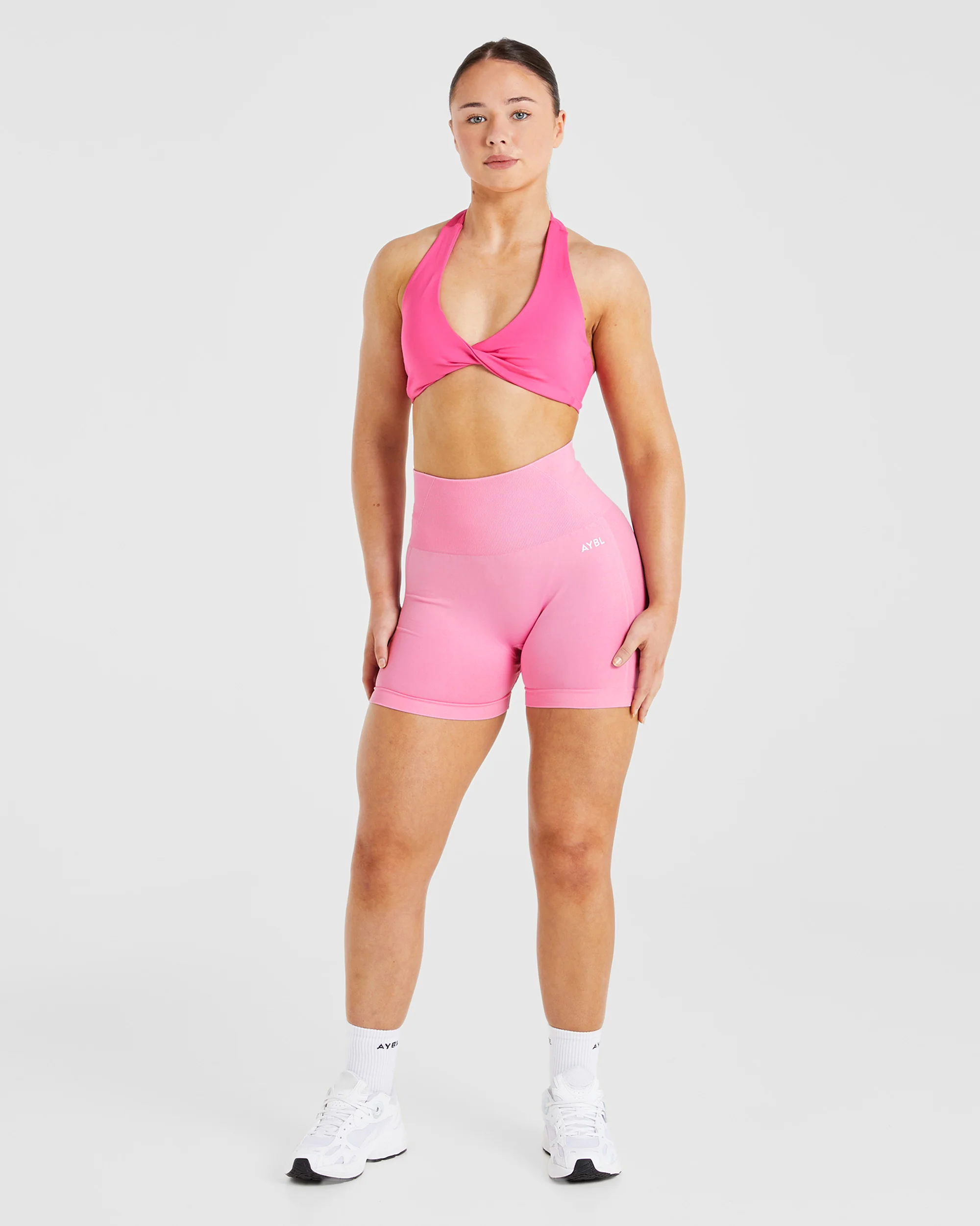 Essential Halterneck Sports Bra - Hot Rose - Image 3