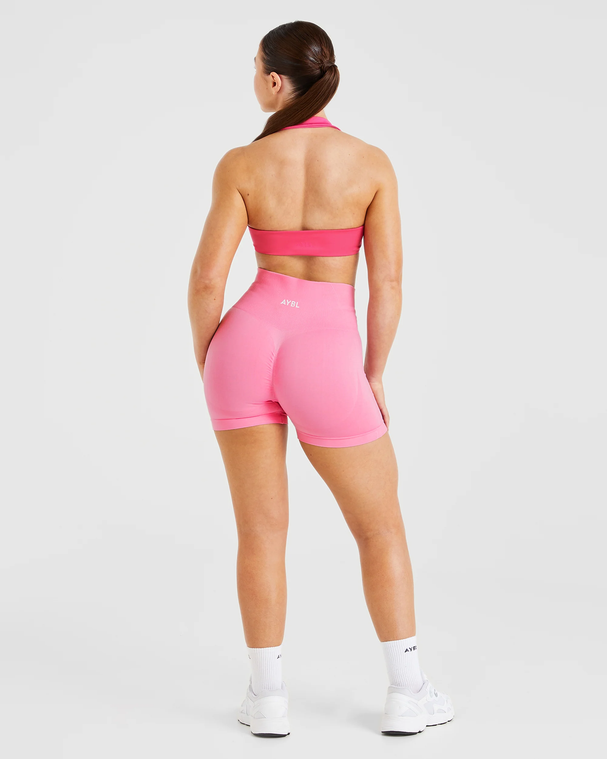Essential Halterneck Sports Bra - Hot Rose - Image 4