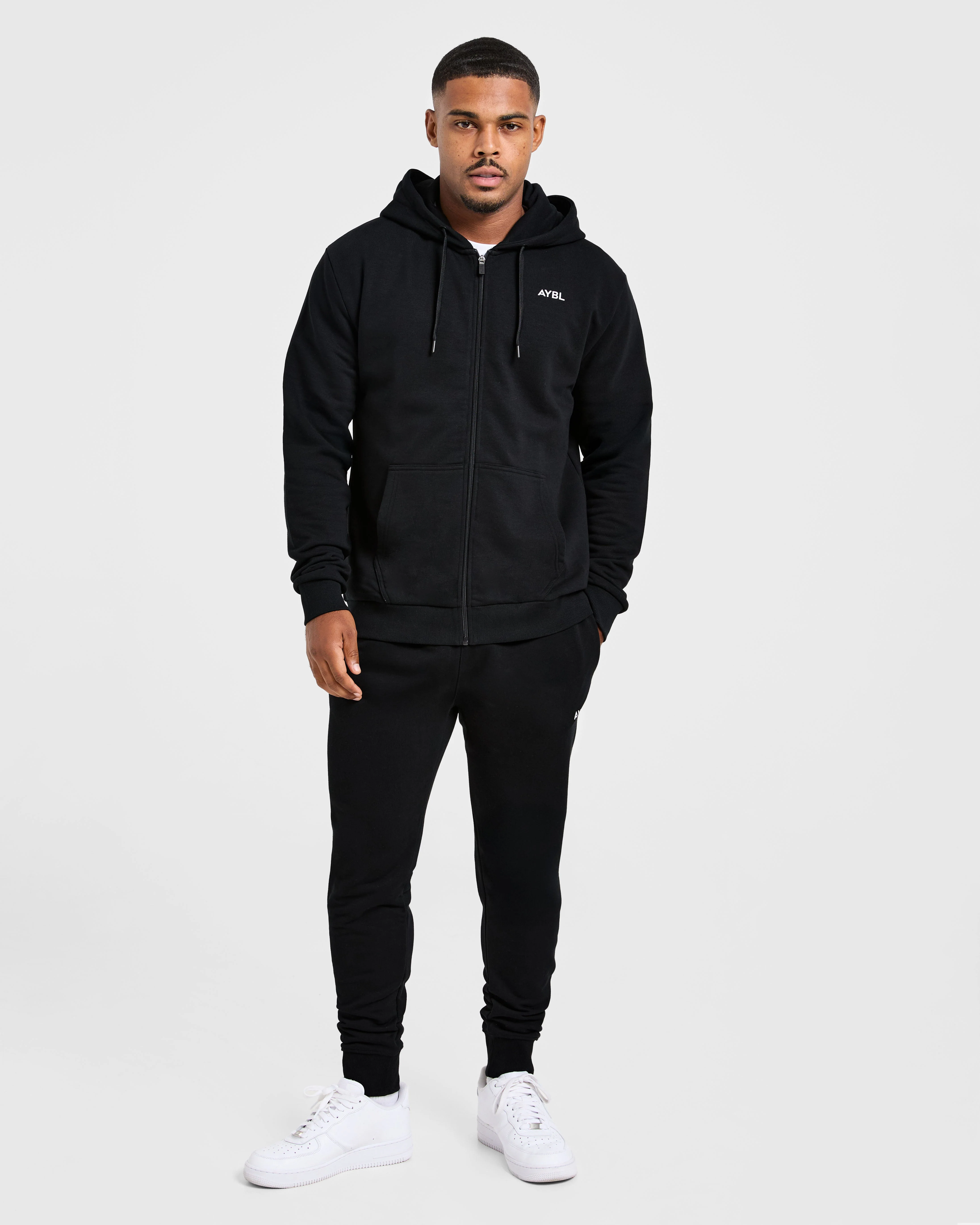 Essential Lightweight Zip Up Hoodie - Noir - Image 3