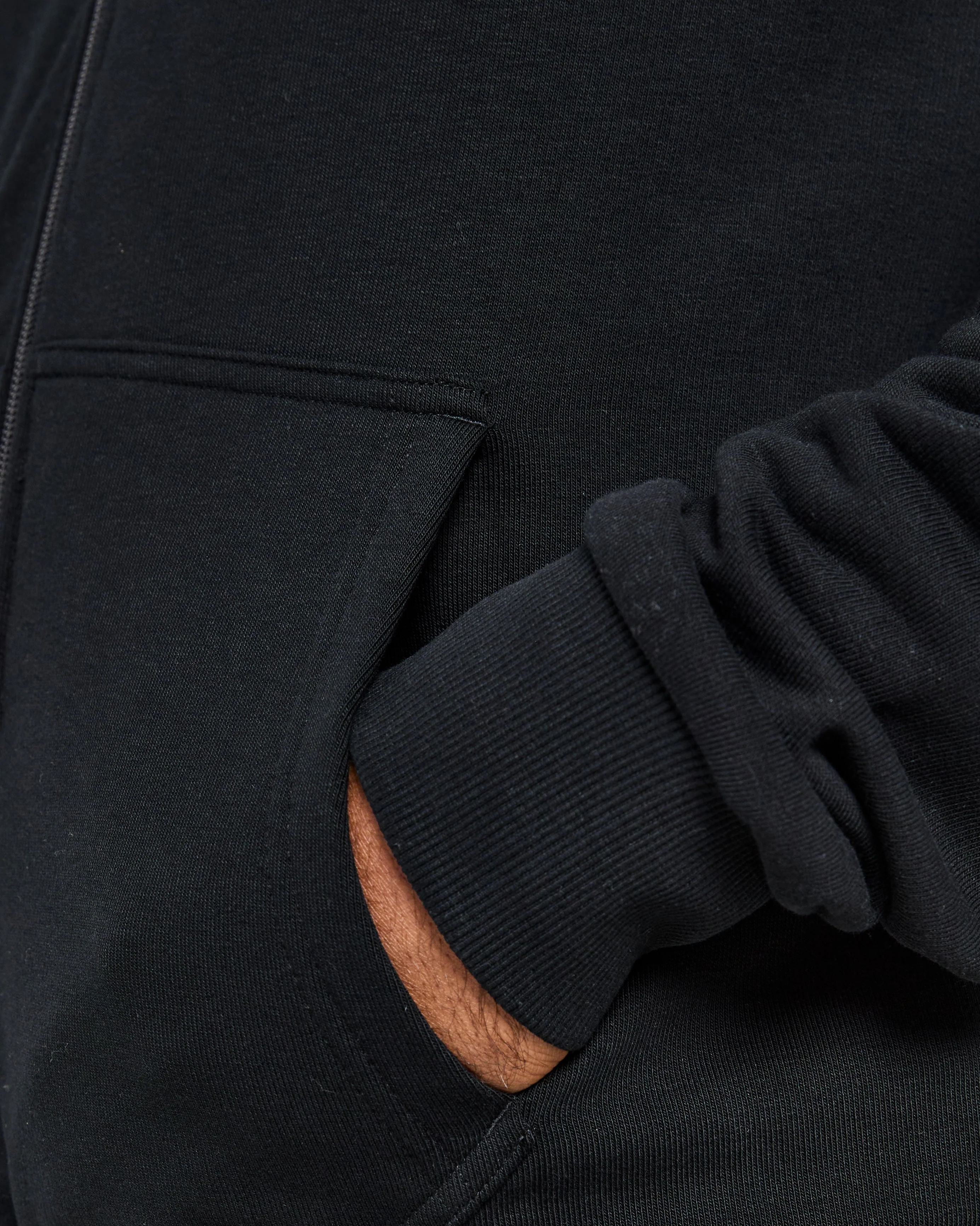 Essential Lightweight Zip Up Hoodie - Noir - Image 6
