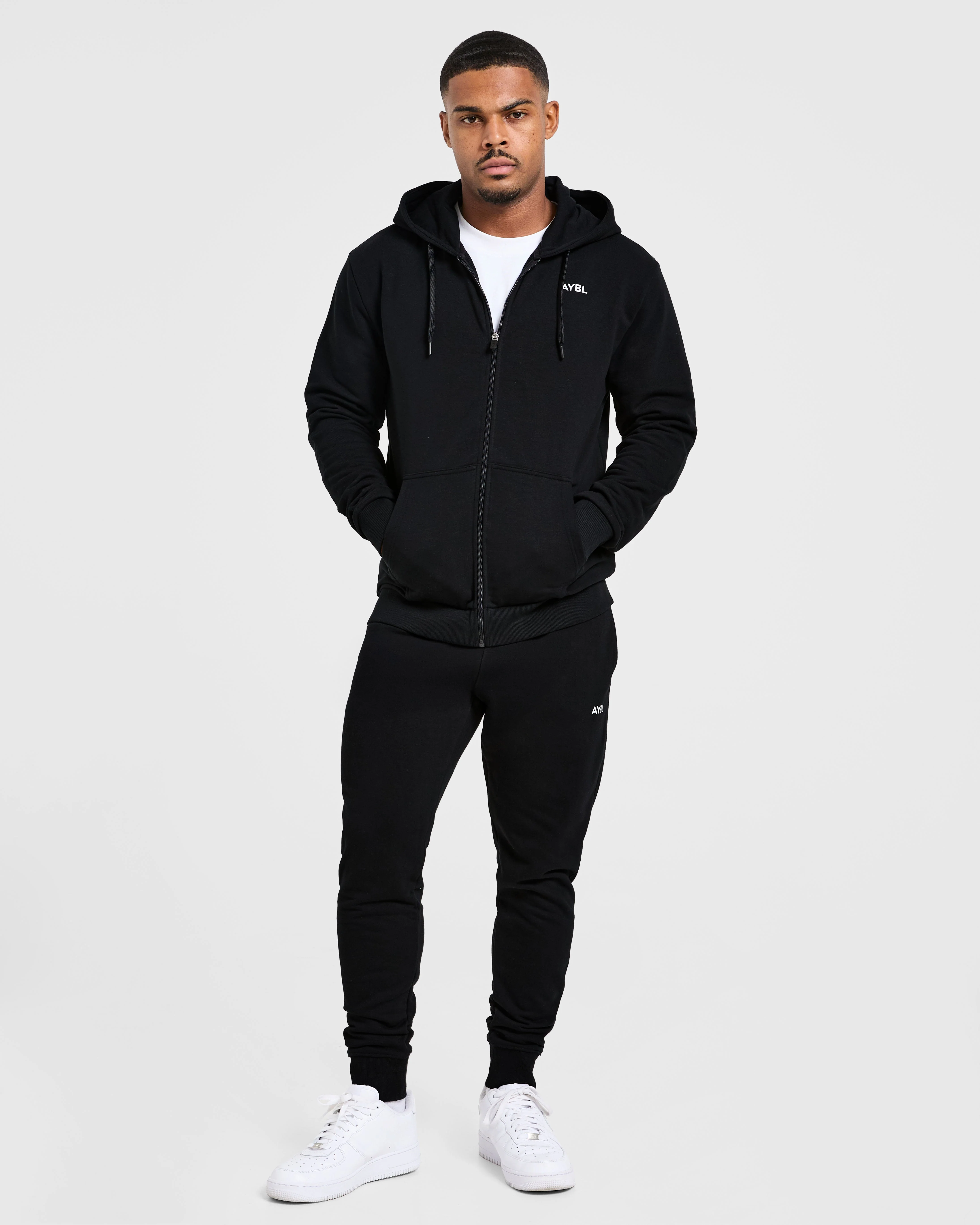 Essential Lightweight Zip Up Hoodie - Noir - Image 7