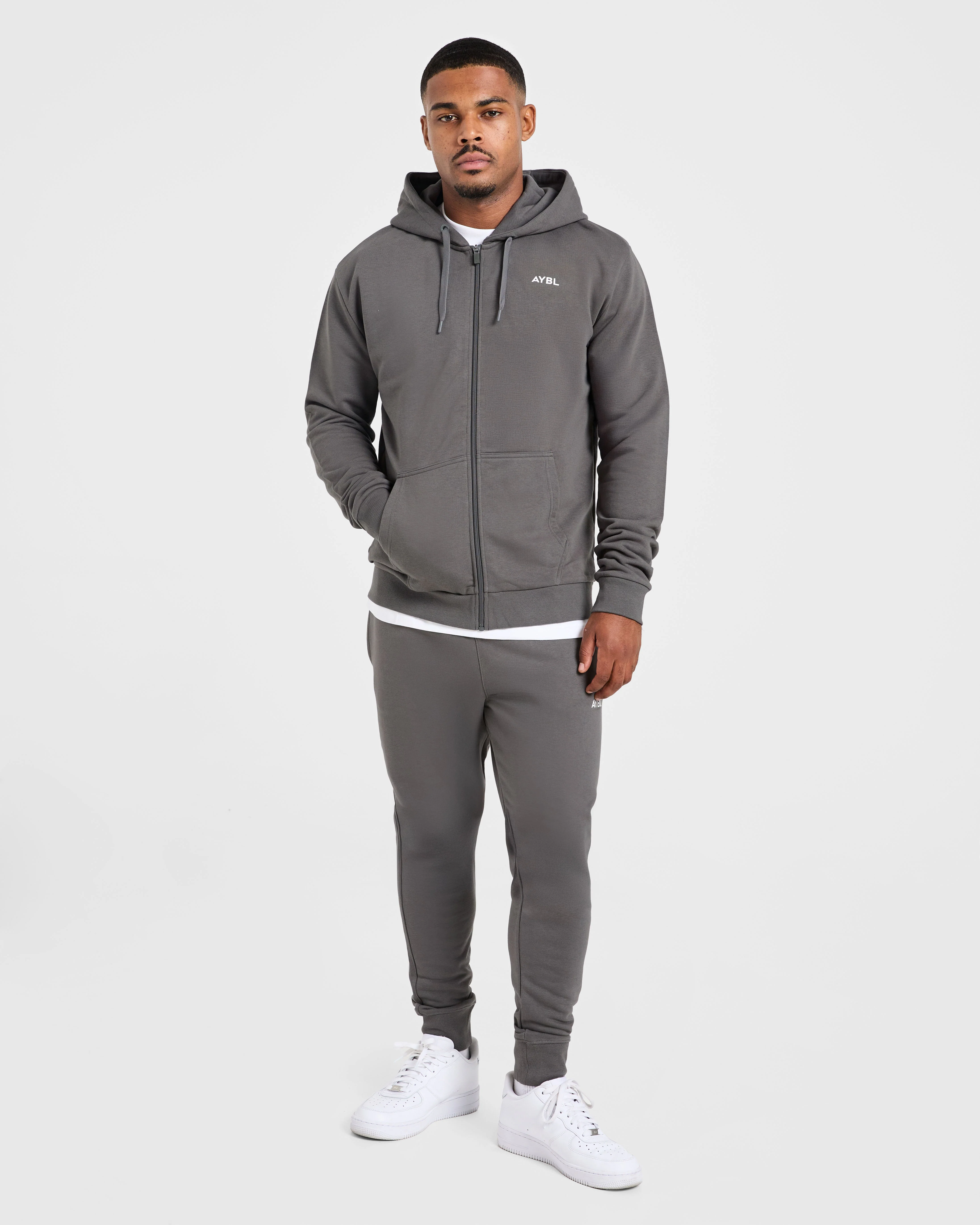 Essential Lightweight Zip Up Hoodie - Charcoal - Image 3