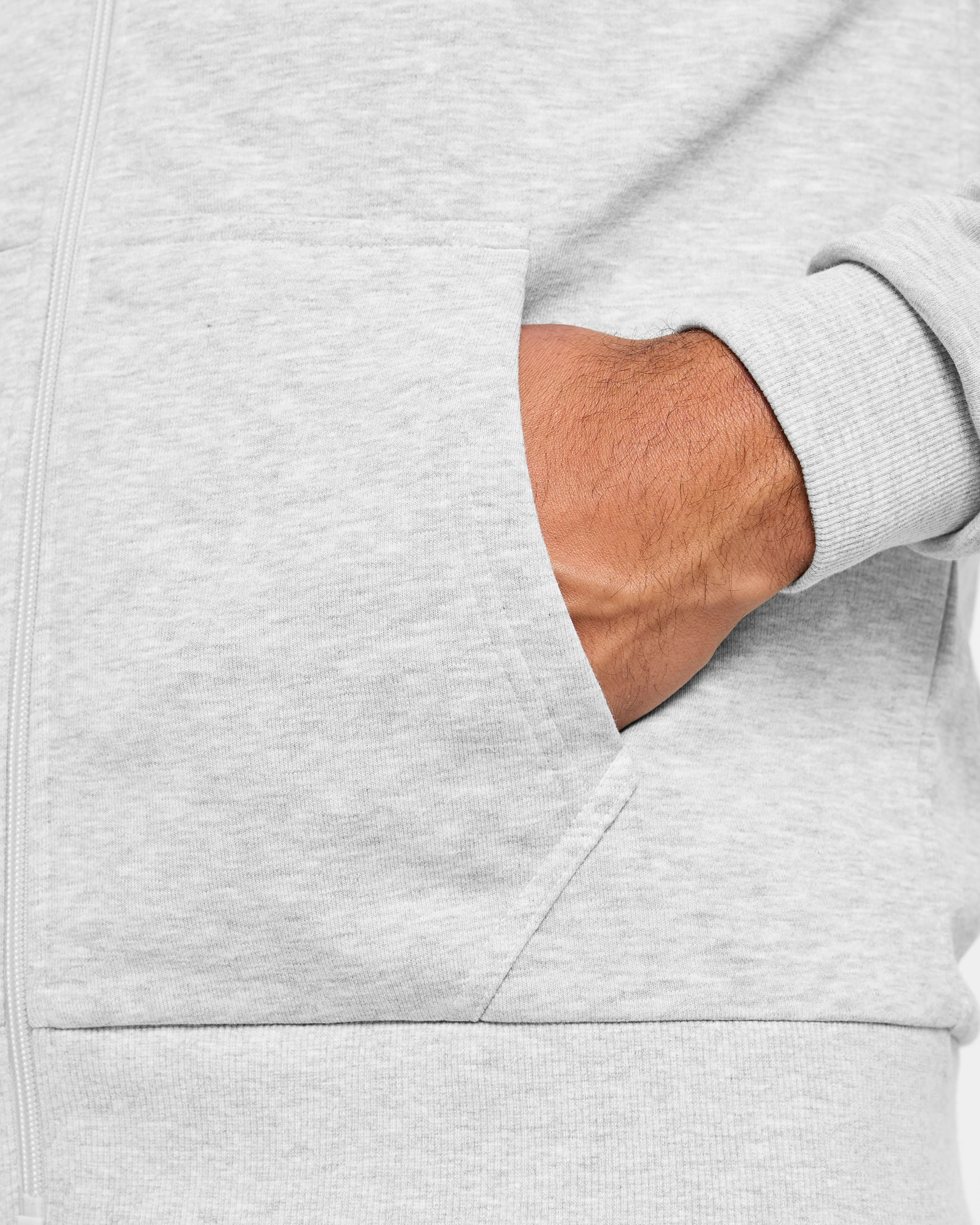 Essential Lightweight Zip Up Hoodie - Gris Marl - Image 6
