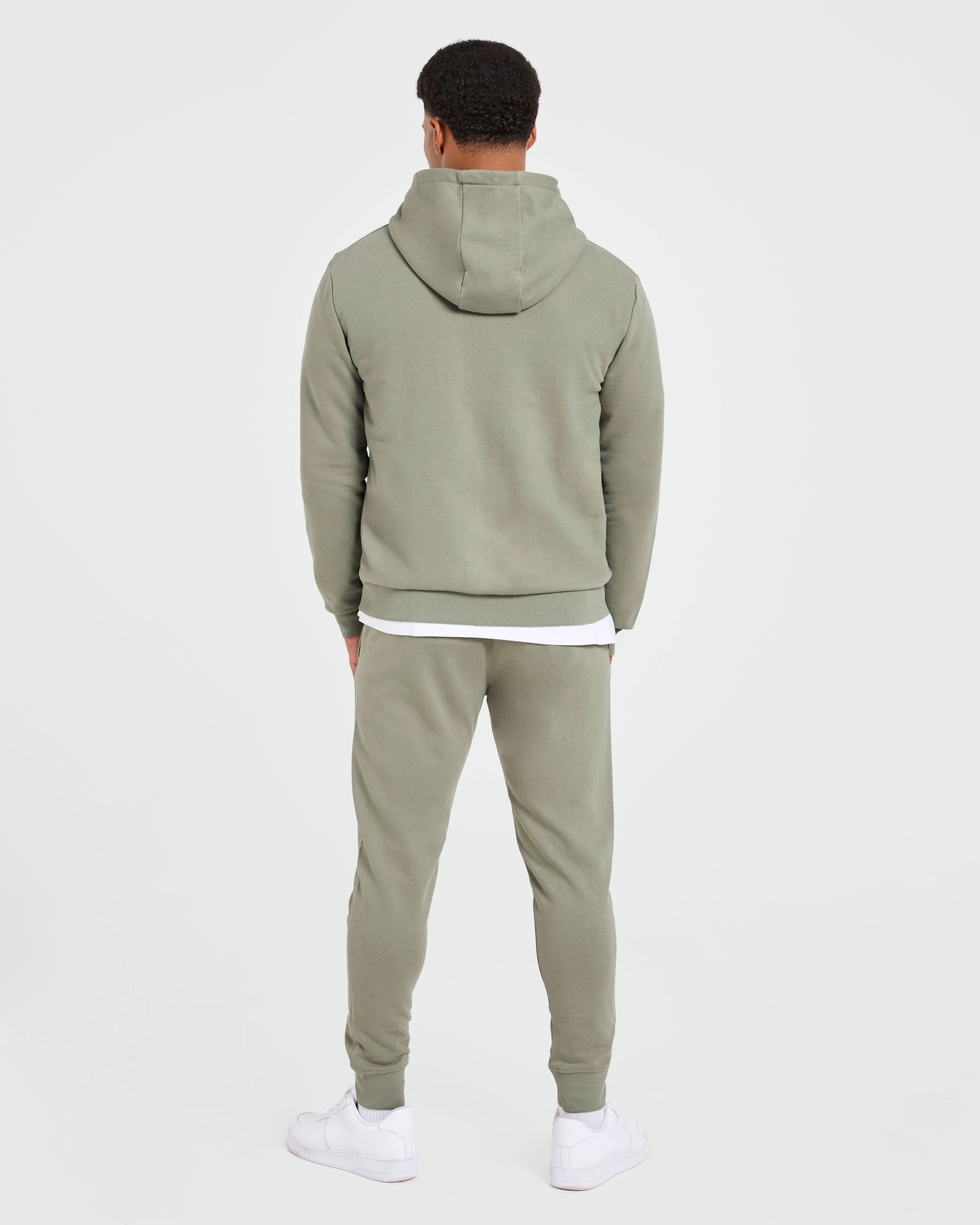 Essential Lightweight Zip Up Hoodie - Washed Sage - Image 4