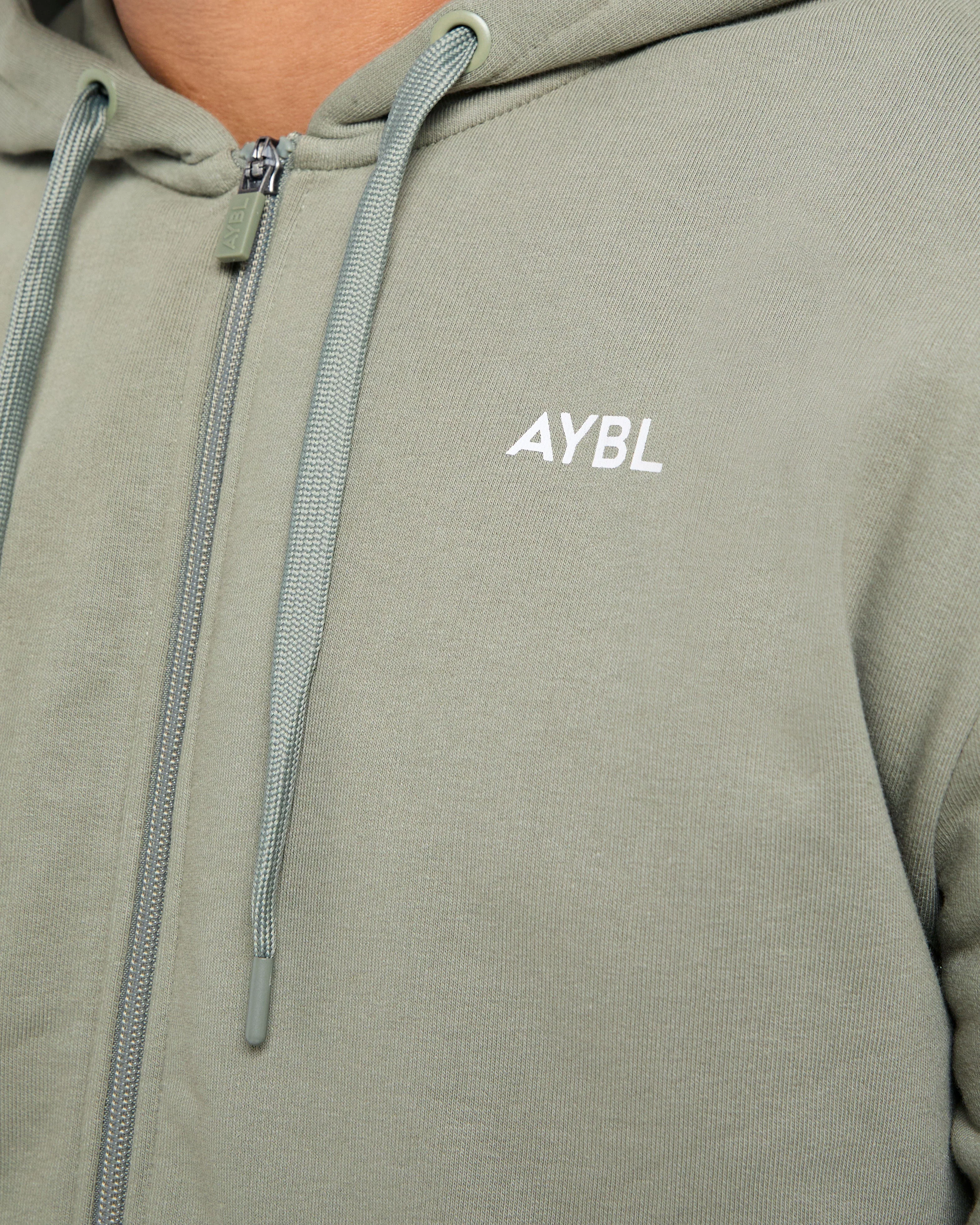 Essential Lightweight Zip Up Hoodie - Washed Sage - Image 5