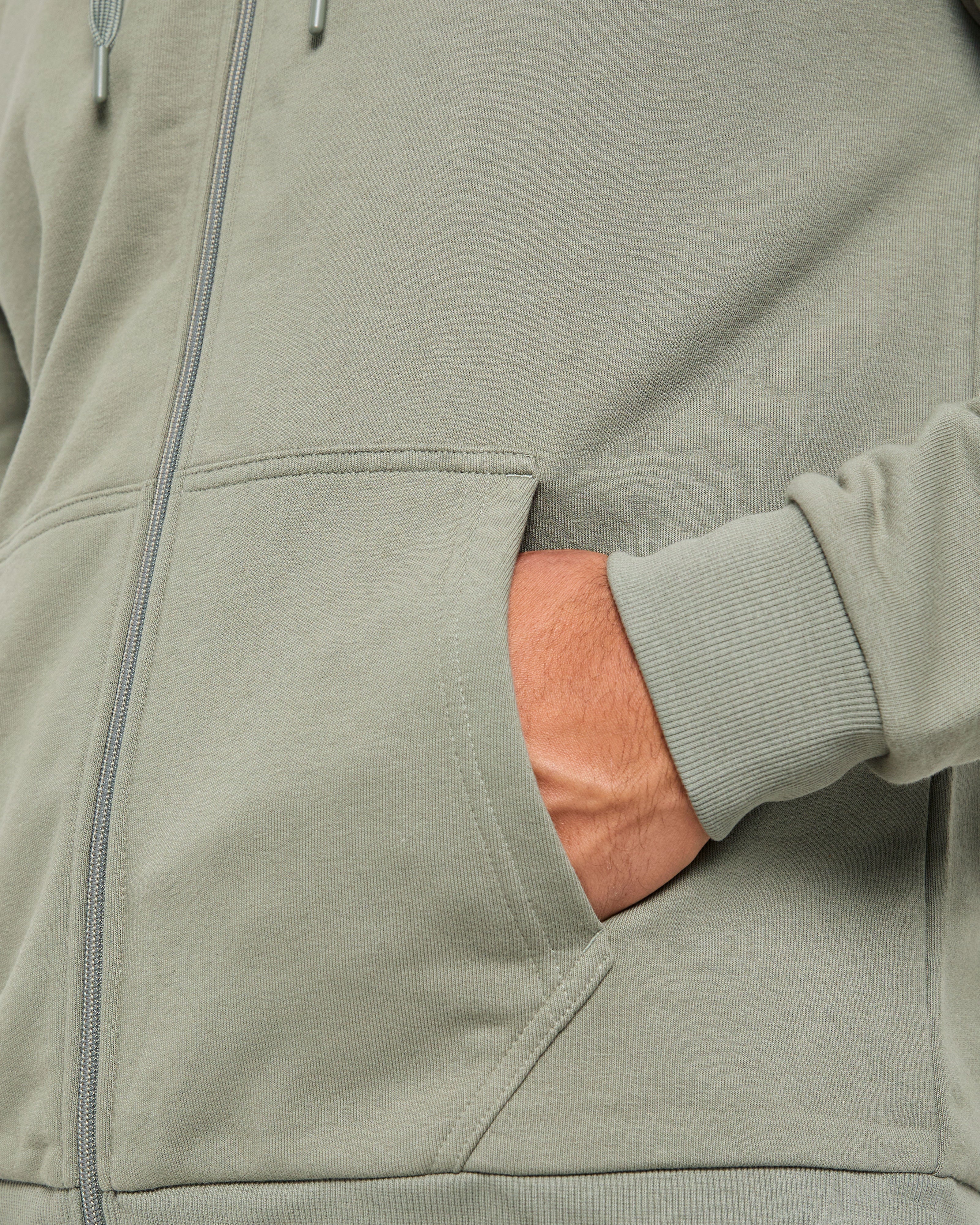 Essential Lightweight Zip Up Hoodie - Washed Sage - Image 6