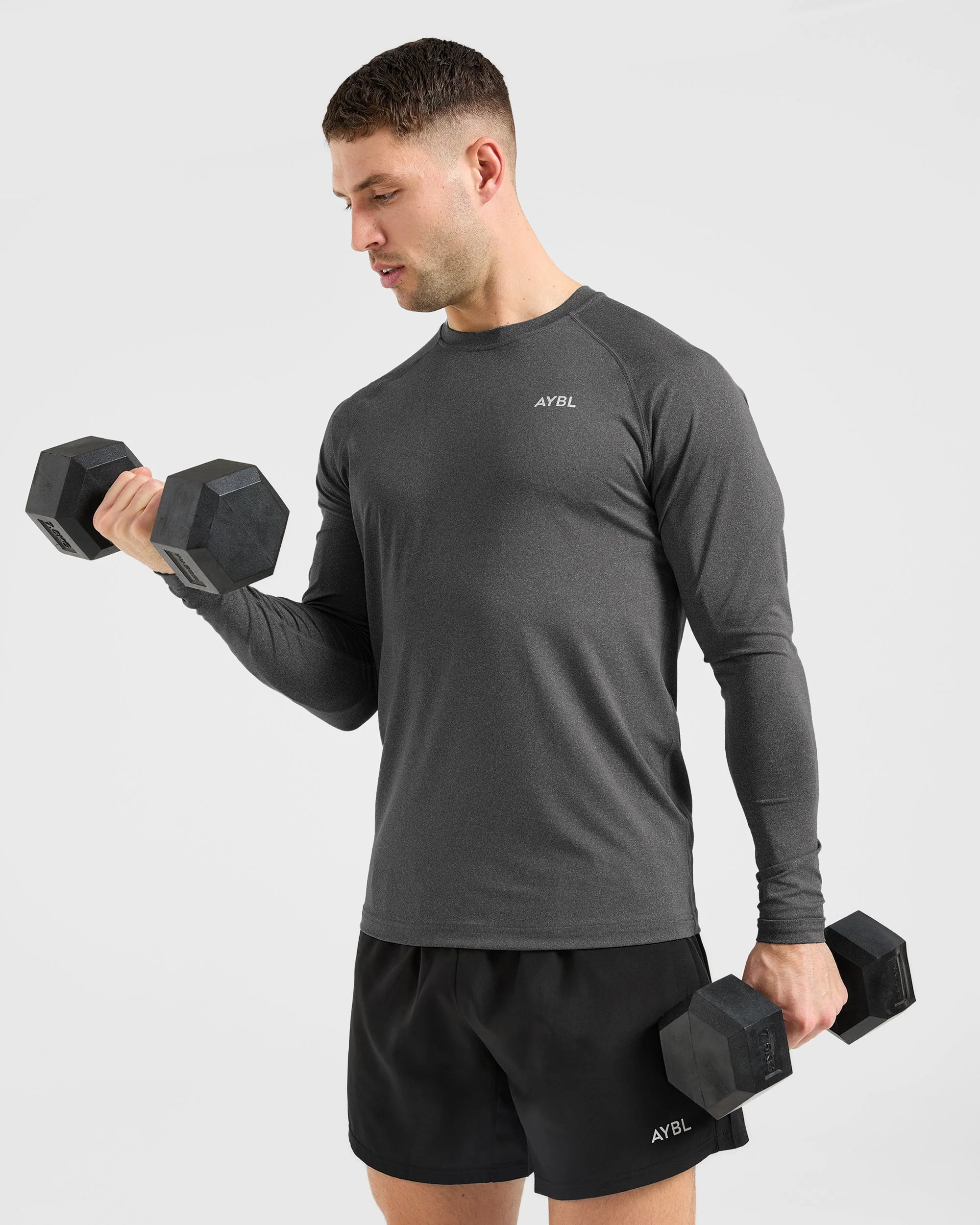 Essential Long Sleeve T Shirt - Gris Marl - Image 7