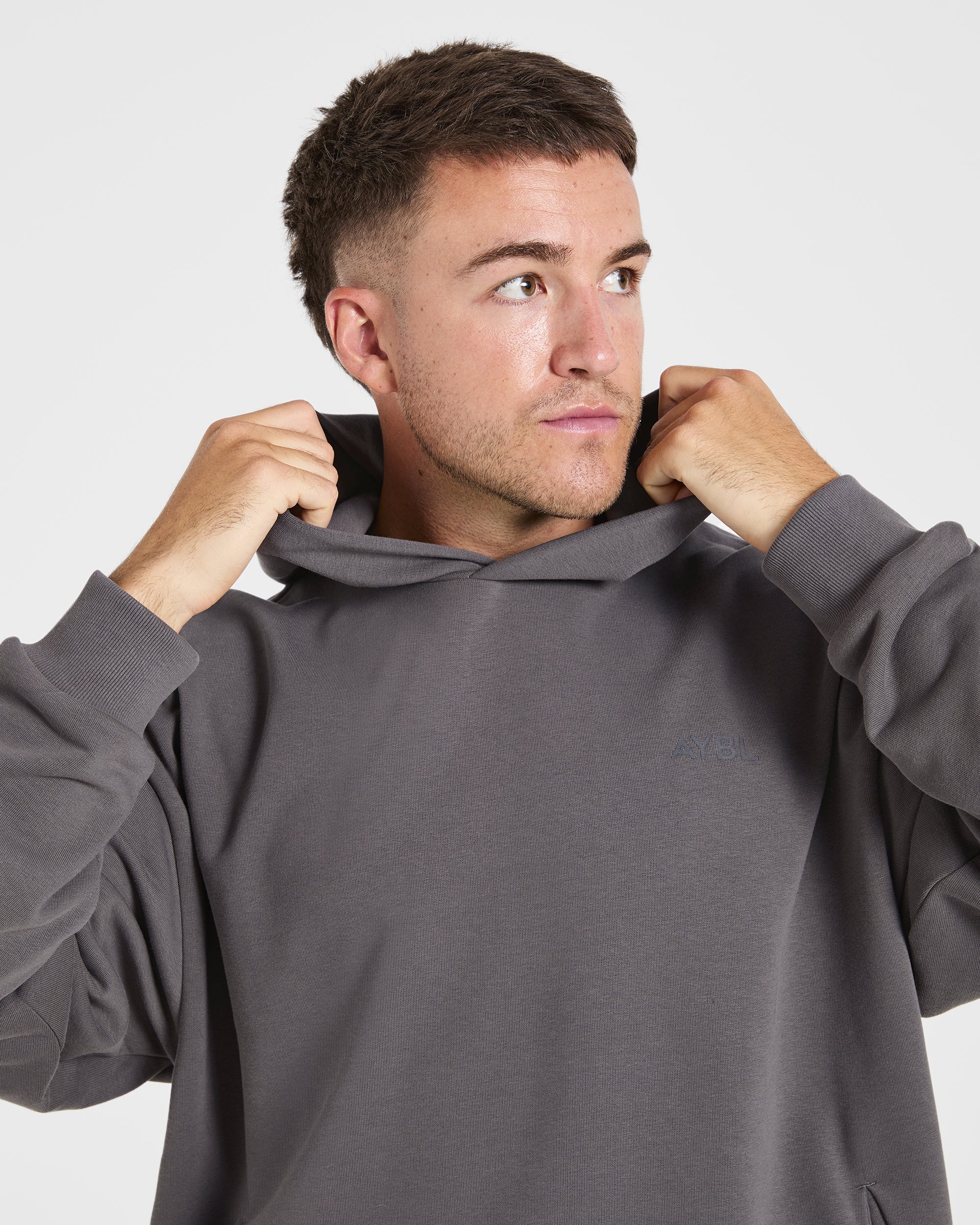 Essential Oversized Graphic Hoodie - Charcoal - Image 7