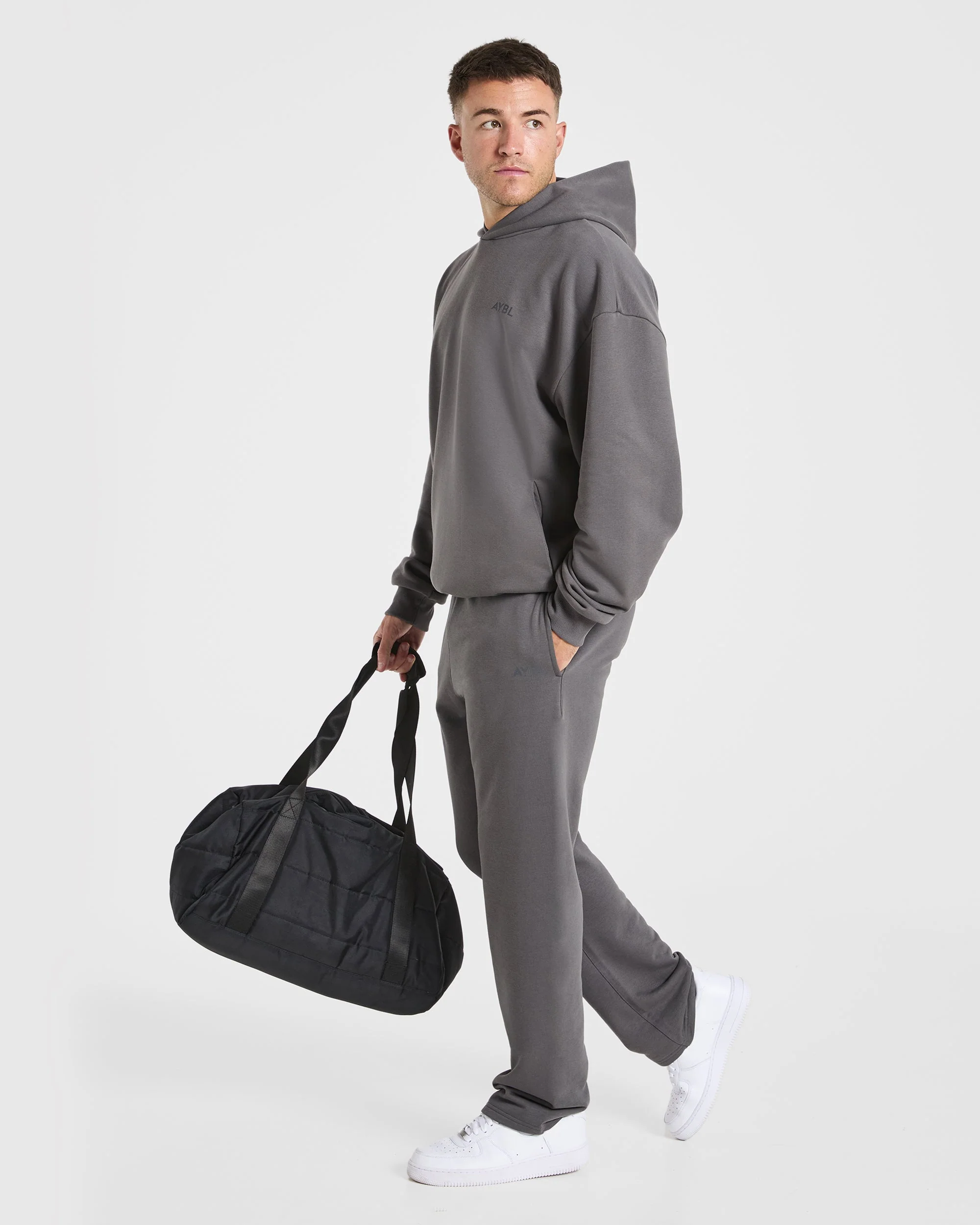 Essential Oversized Graphic Hoodie - Charcoal - Image 8