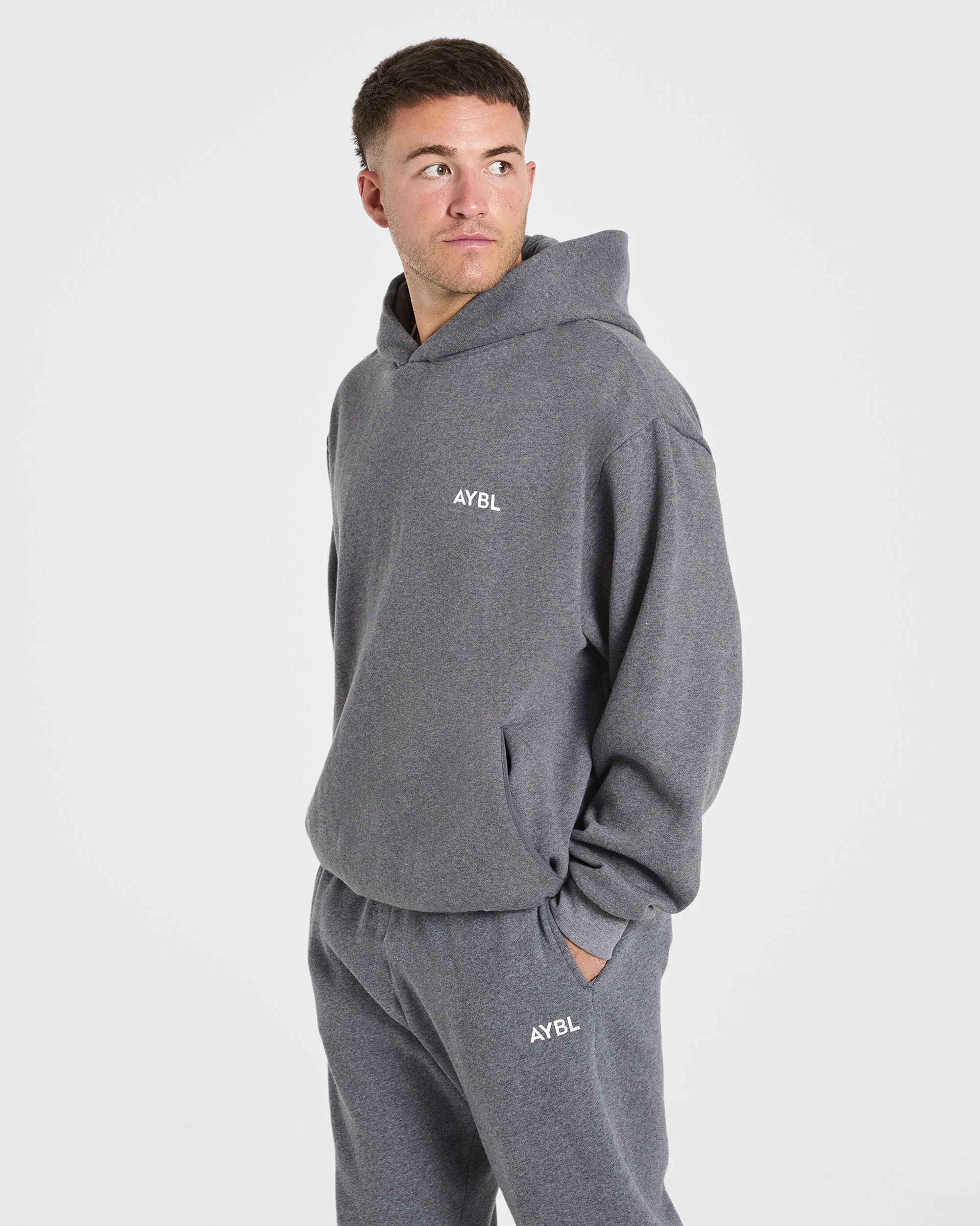 Essential Oversized Hoodie - Charcoal Marl - Image 7