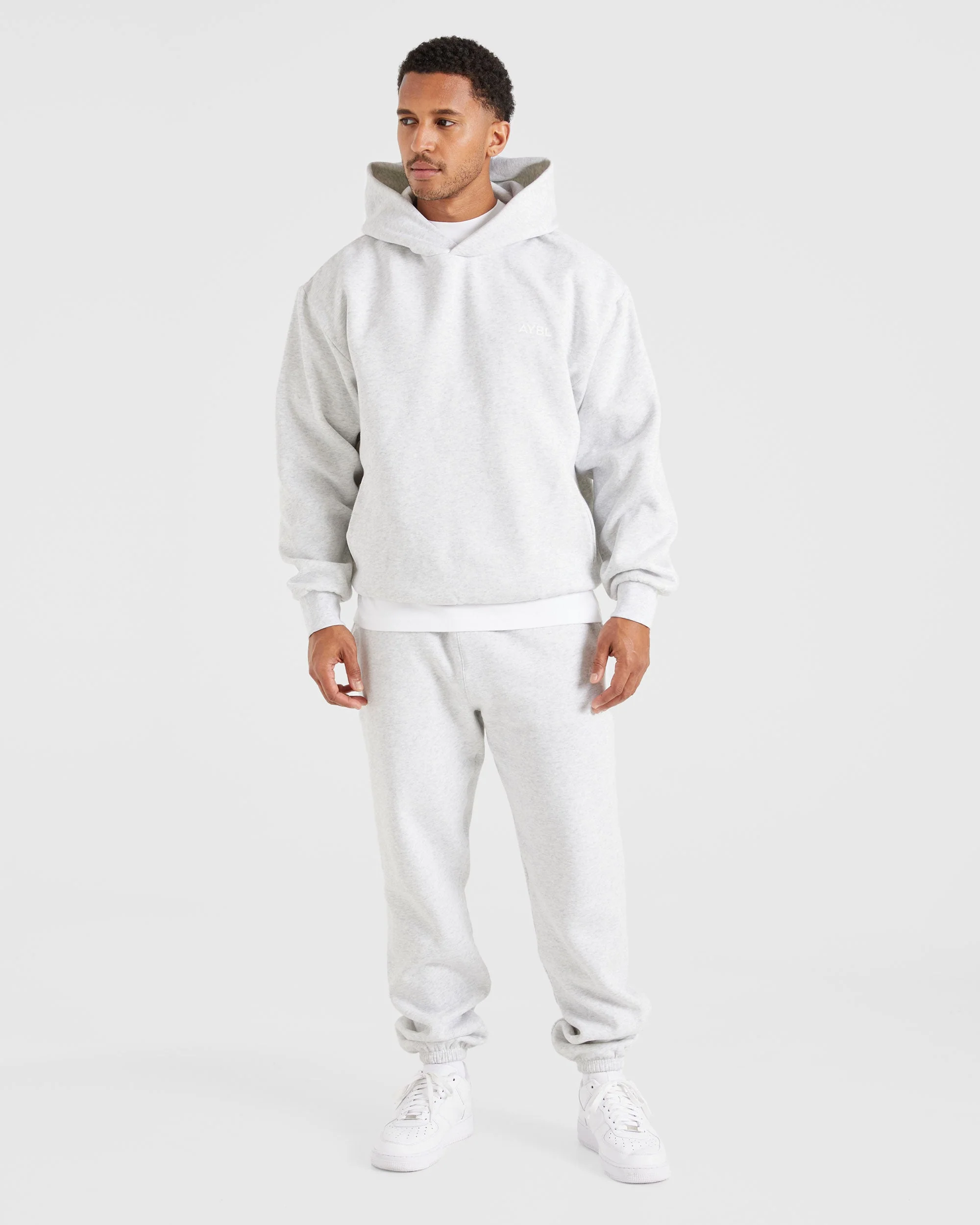 Essential Oversized Hoodie - Grey Marl - Image 3