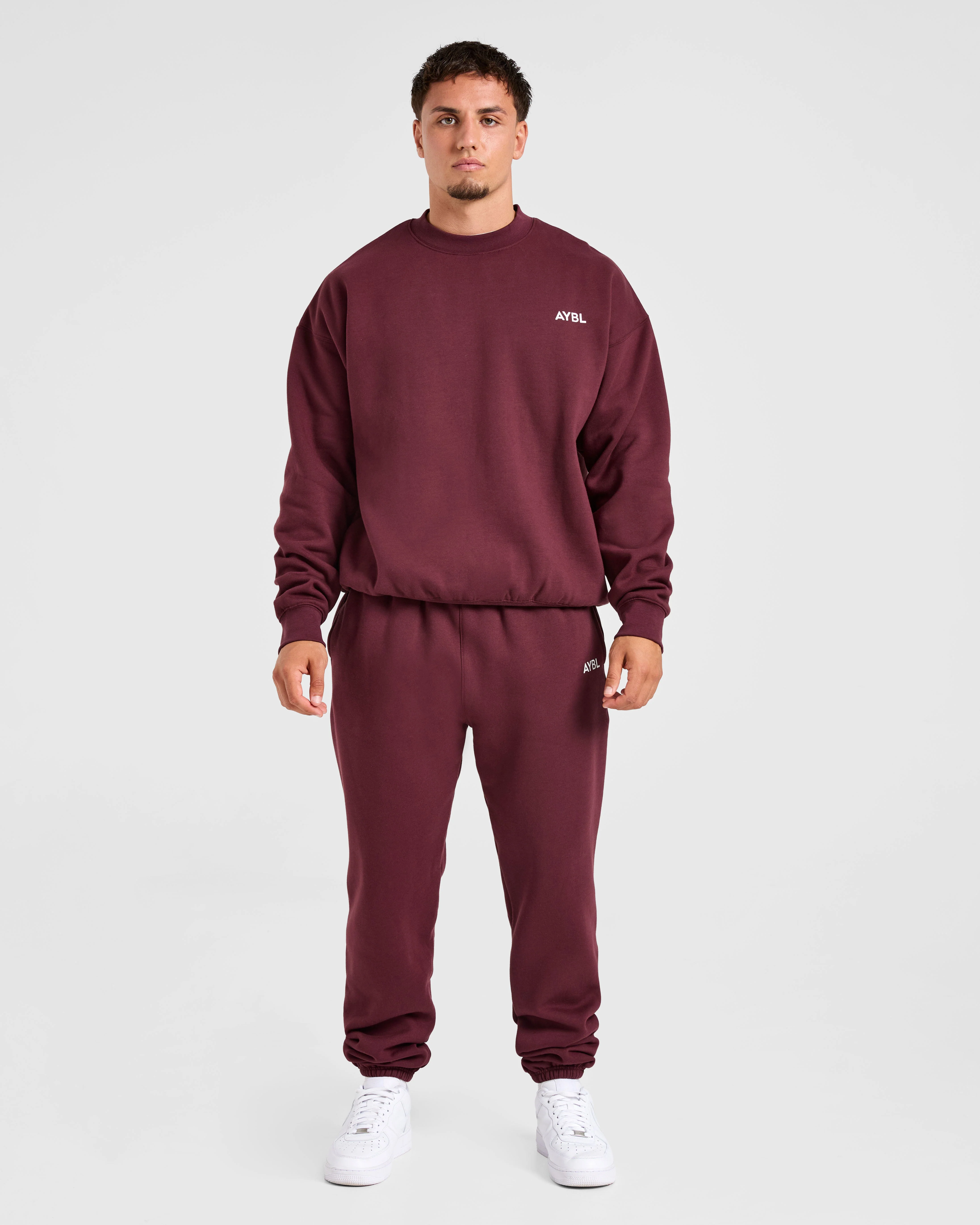 Essential Oversized Joggers - Burgundy Rouge - Image 3