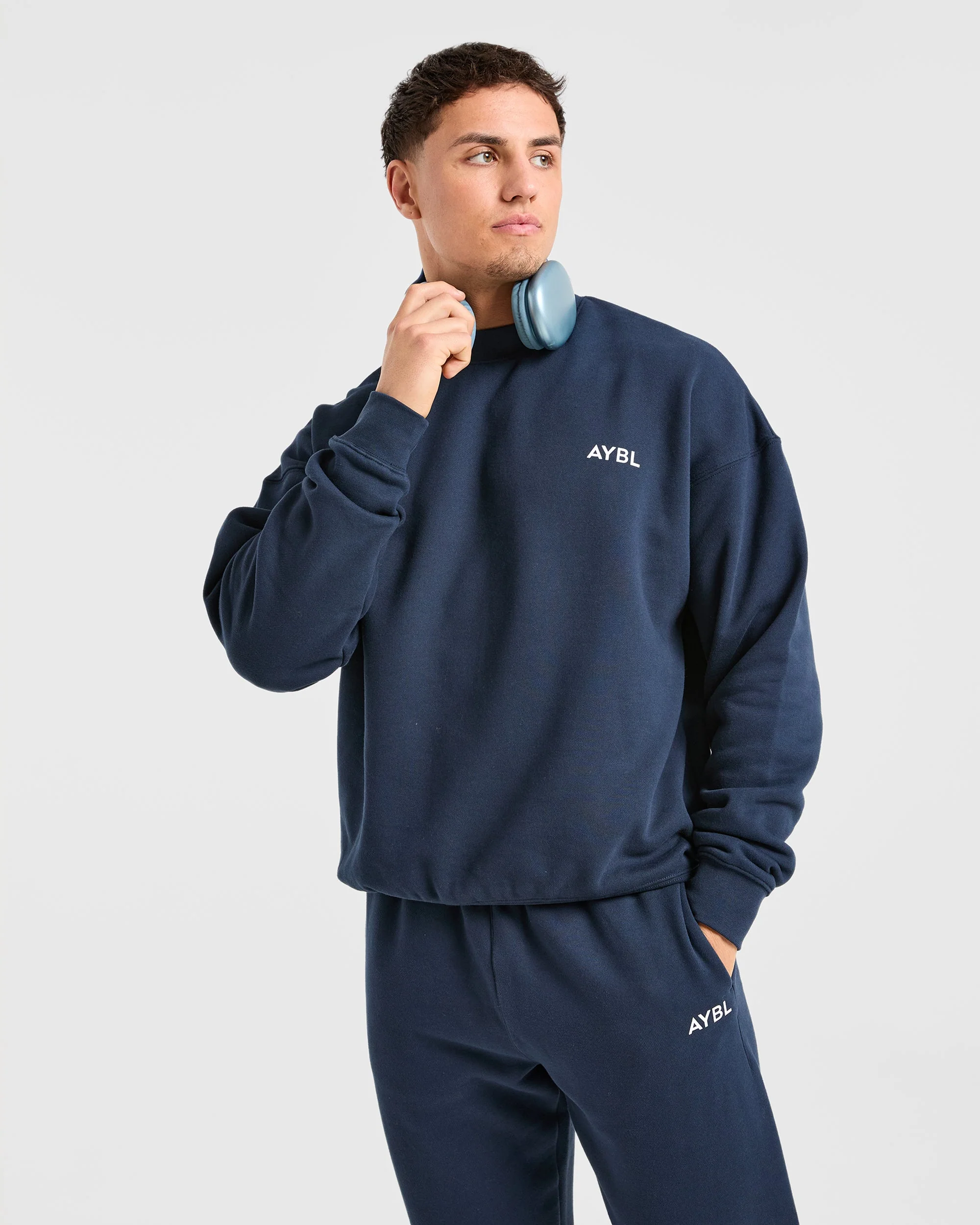 Essential Oversized Joggers - Navy - Image 7