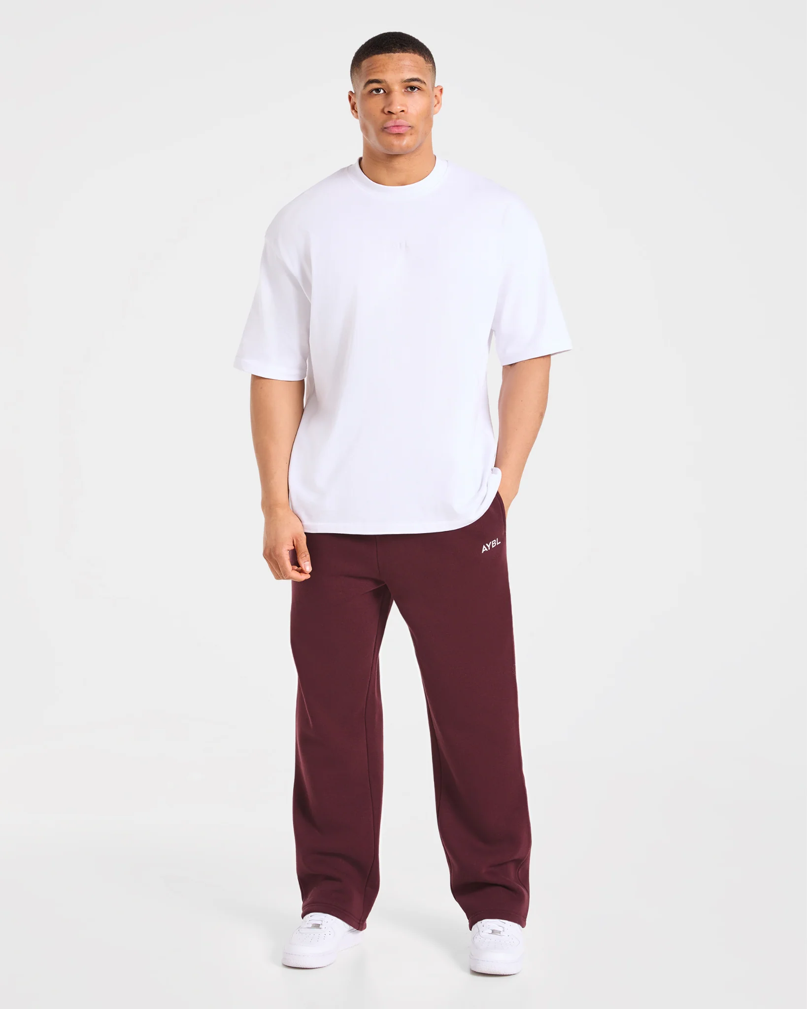 Essential Oversized Straight Leg Joggers - Burgundy Rouge - Image 3