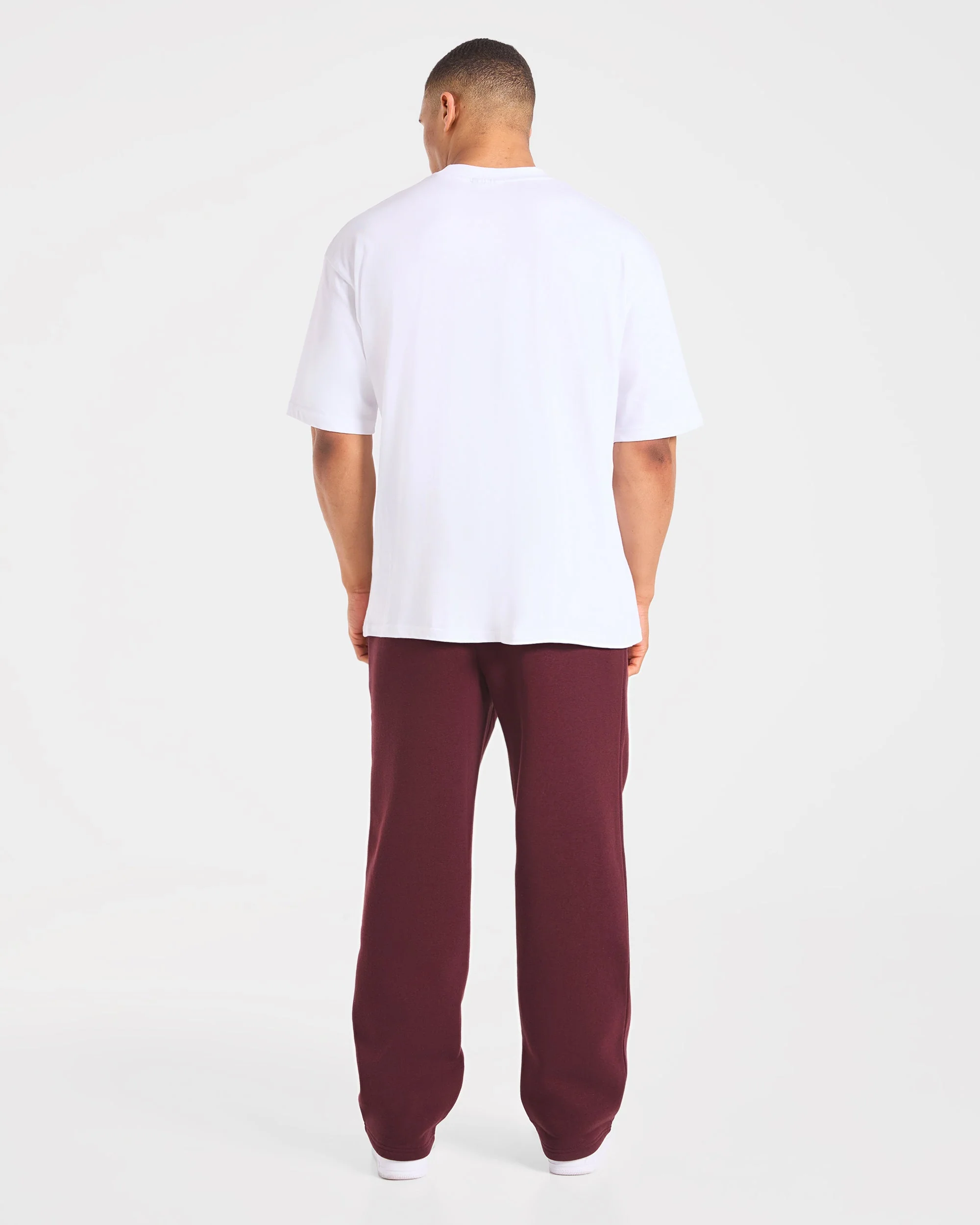 Essential Oversized Straight Leg Joggers - Burgundy Rouge - Image 4