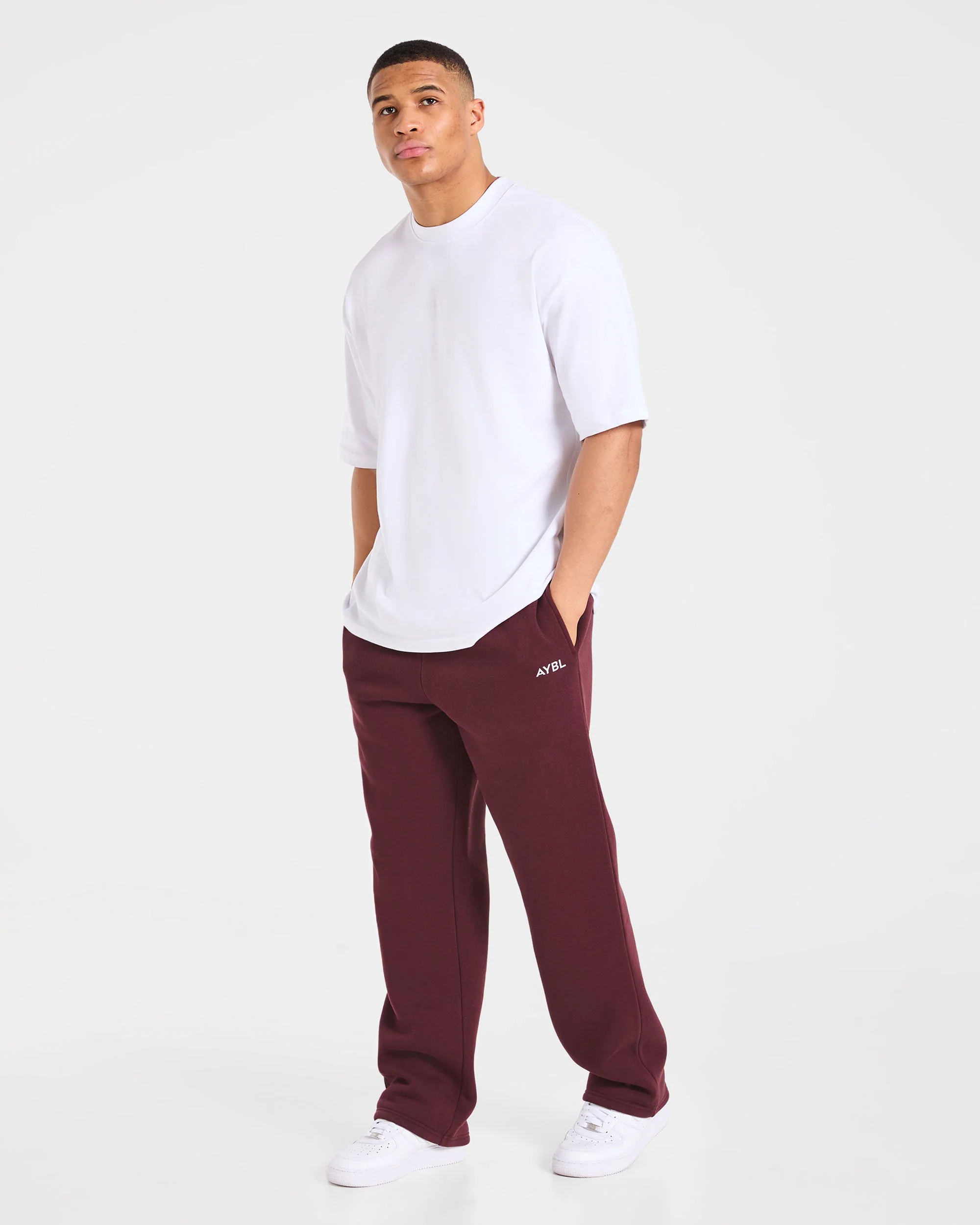 Essential Oversized Straight Leg Joggers - Burgundy Rouge - Image 7