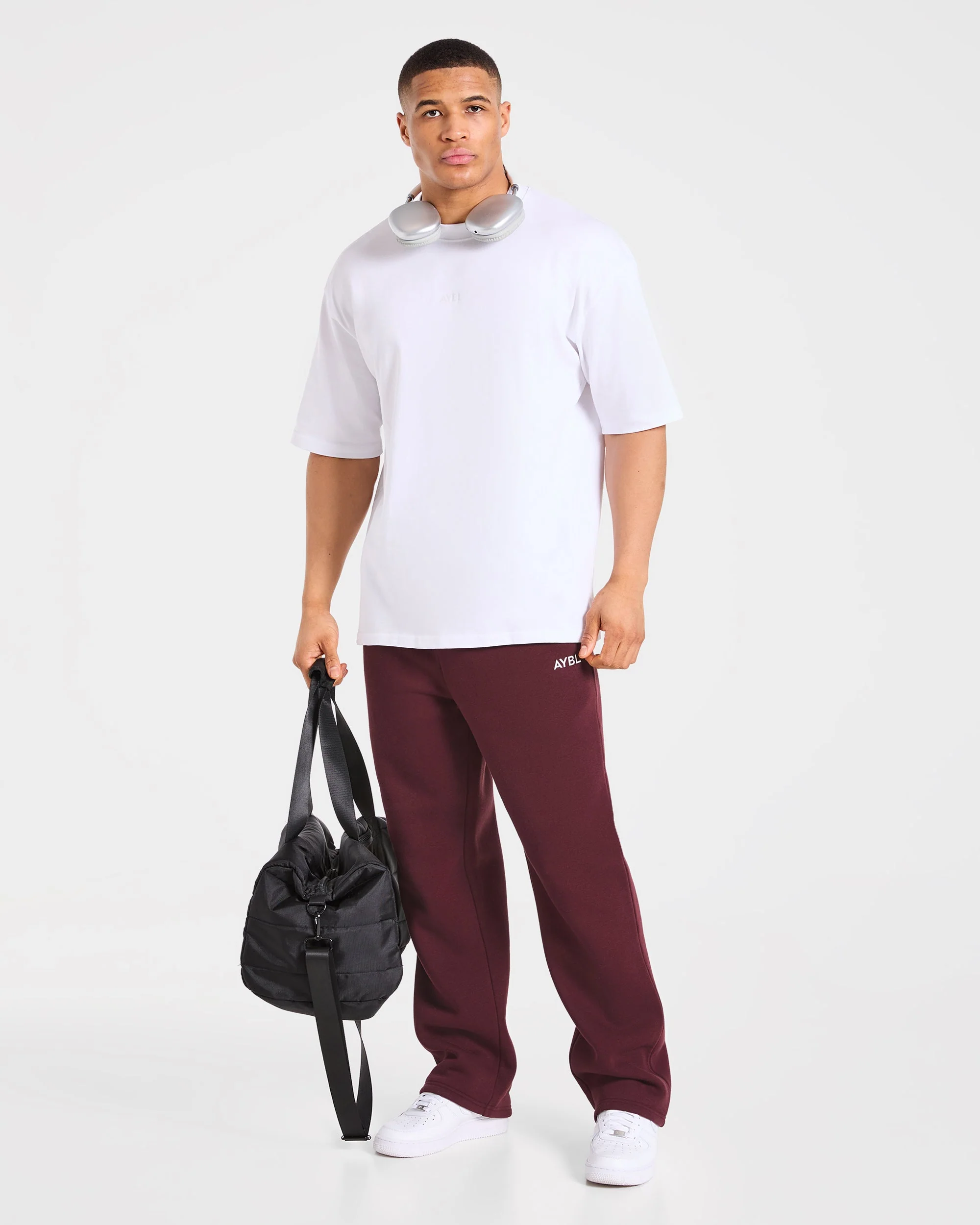 Essential Oversized Straight Leg Joggers - Burgundy Rouge - Image 8